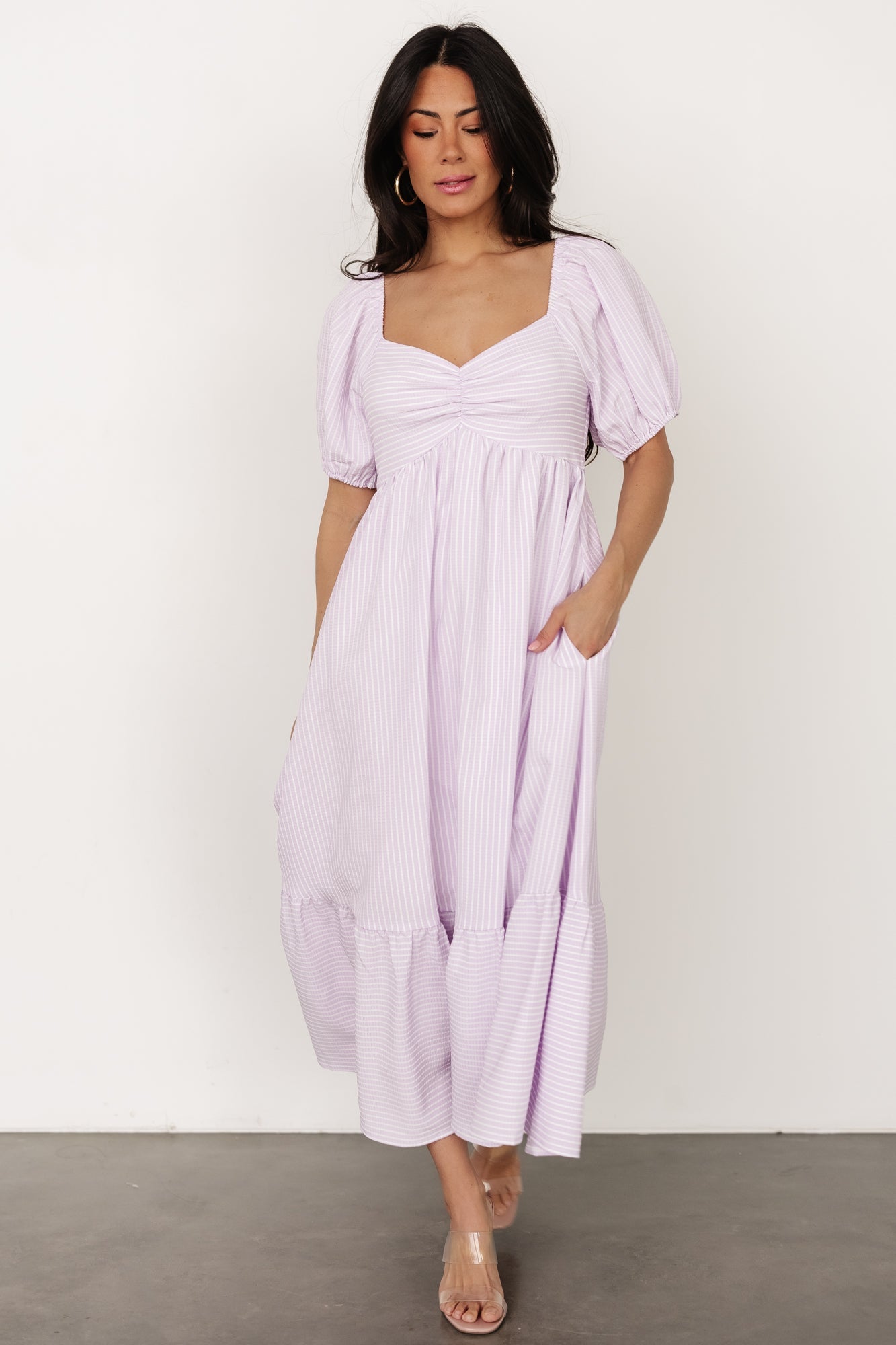 Poppy Midi Dress | Lavender + Off White Best Wholesale Sale Online