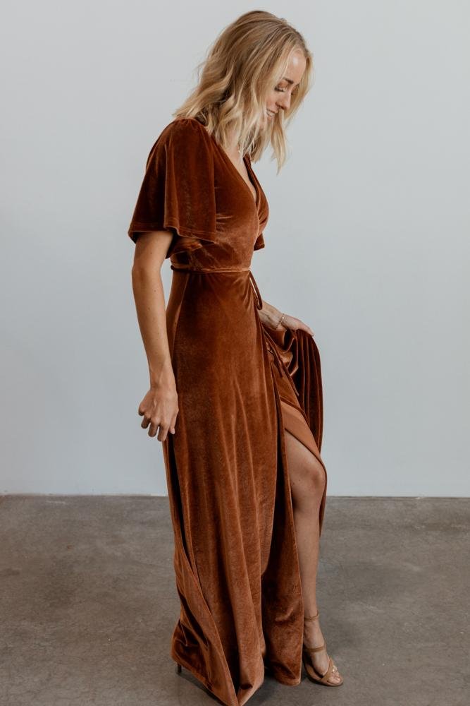 Meghan Velvet Wrap Maxi Dress | Spice Fashion Style For Sale