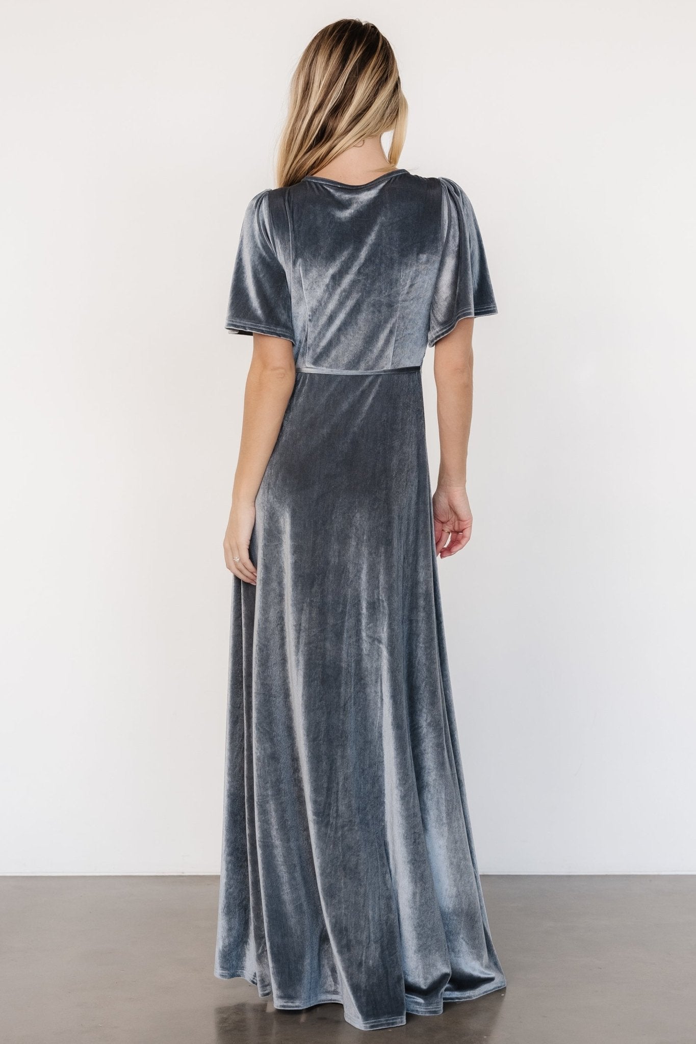 Katelyn Velvet Maxi Wrap Dress | Dusty Blue Largest Supplier