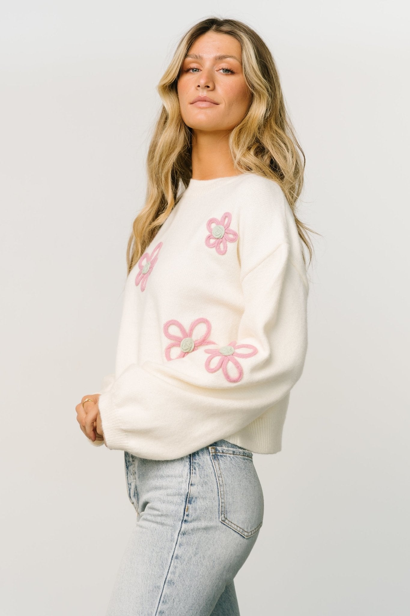 Annie Flower Knit Sweater | Cream Geniue Stockist Online