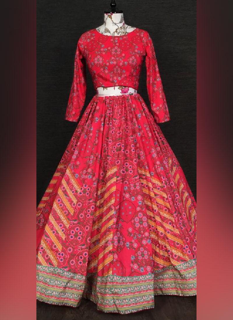 Gorgeous Digital Flower Print Designer Pink Lehenga Choli Shop Offer