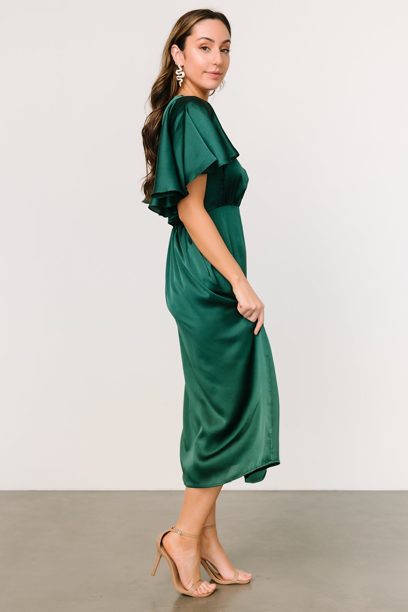 Cinta Satin Midi Dress | Emerald Outlet Cheap Authentic