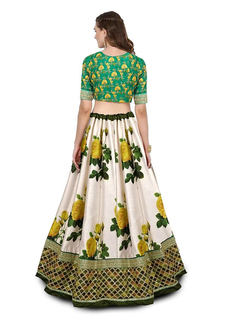 Off-White Color Art Silk Fabric Floral Print Lehenga Choli Best Wholesale Cheap Pice