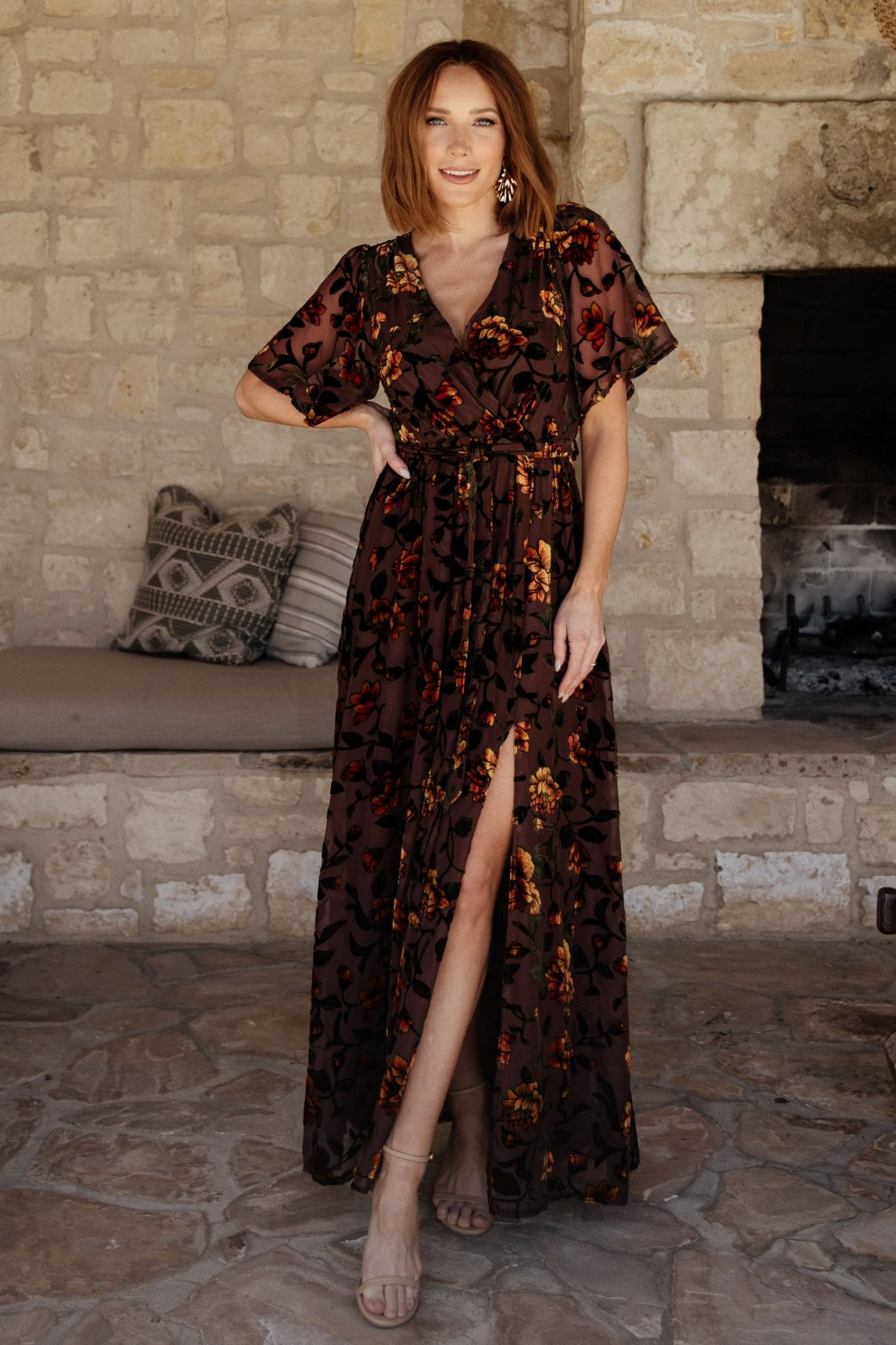 Uma Velvet Maxi Dress | Clove + Amber Floral Free Shipping Footlocker Finishline