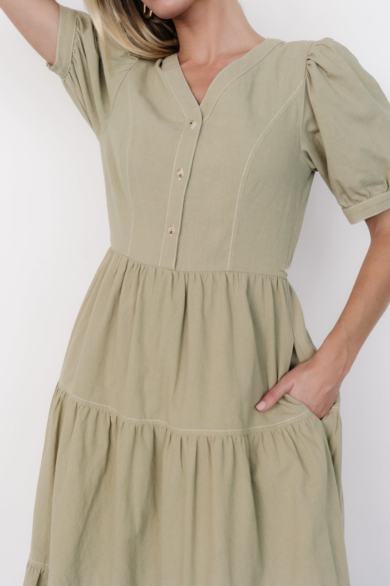 Shelby Button Top Dress | Sage Green Discount Newest