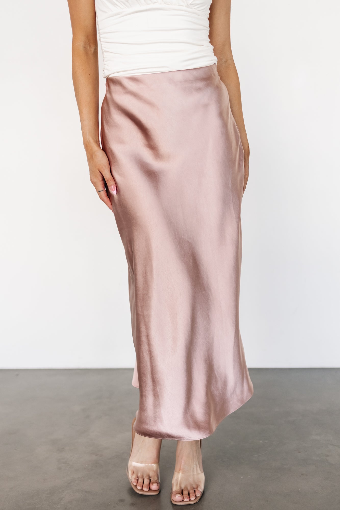 Celeste Satin Midi Skirt | Blush Buy Cheap Deals