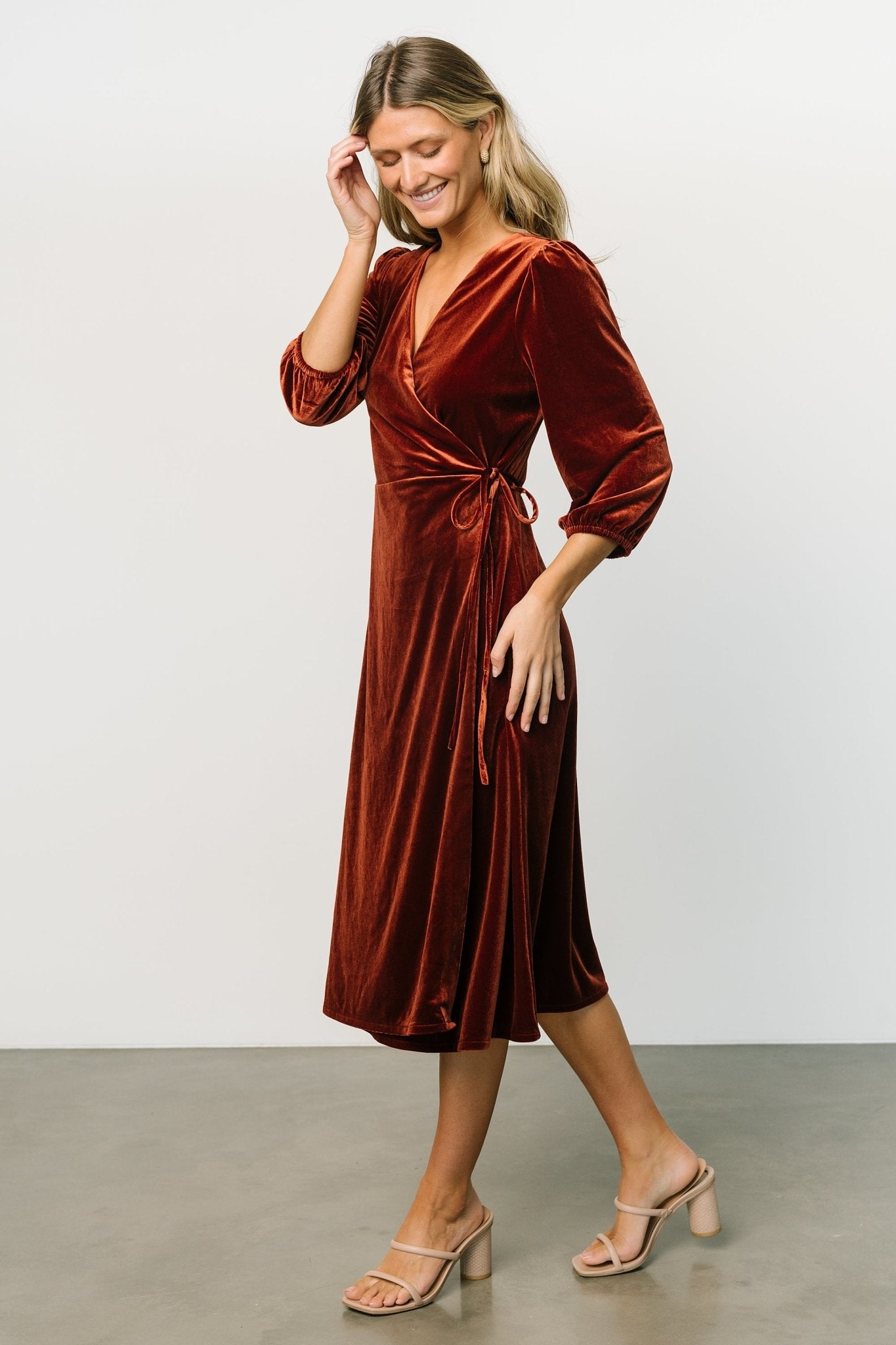 Beckinsale Velvet Wrap Dress | Cinnamon Discount Looking For