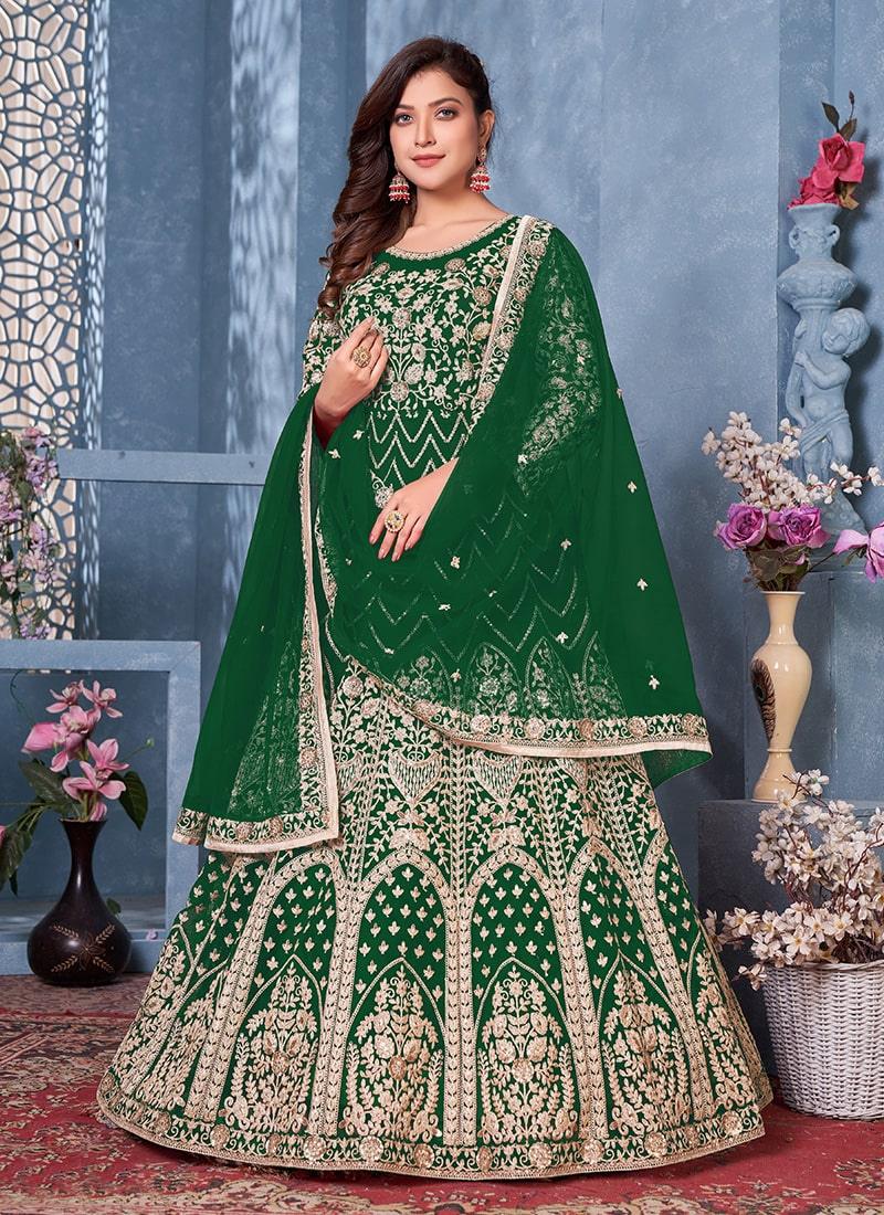 Green Color Soft Net Base Gown With Dori Work Clearance Pirce Sale