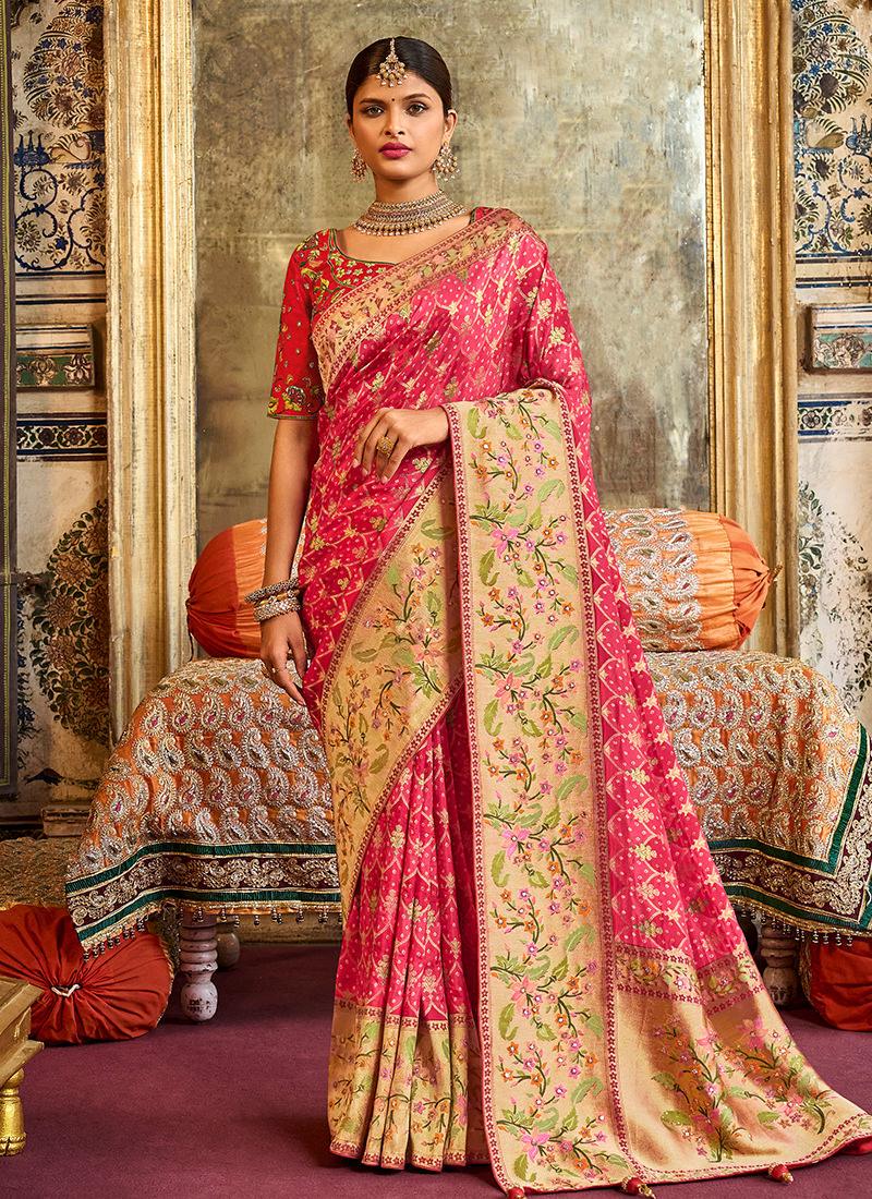 Heavy Silk Gajari Red Saree For Wedding Outlet 100% Authentic