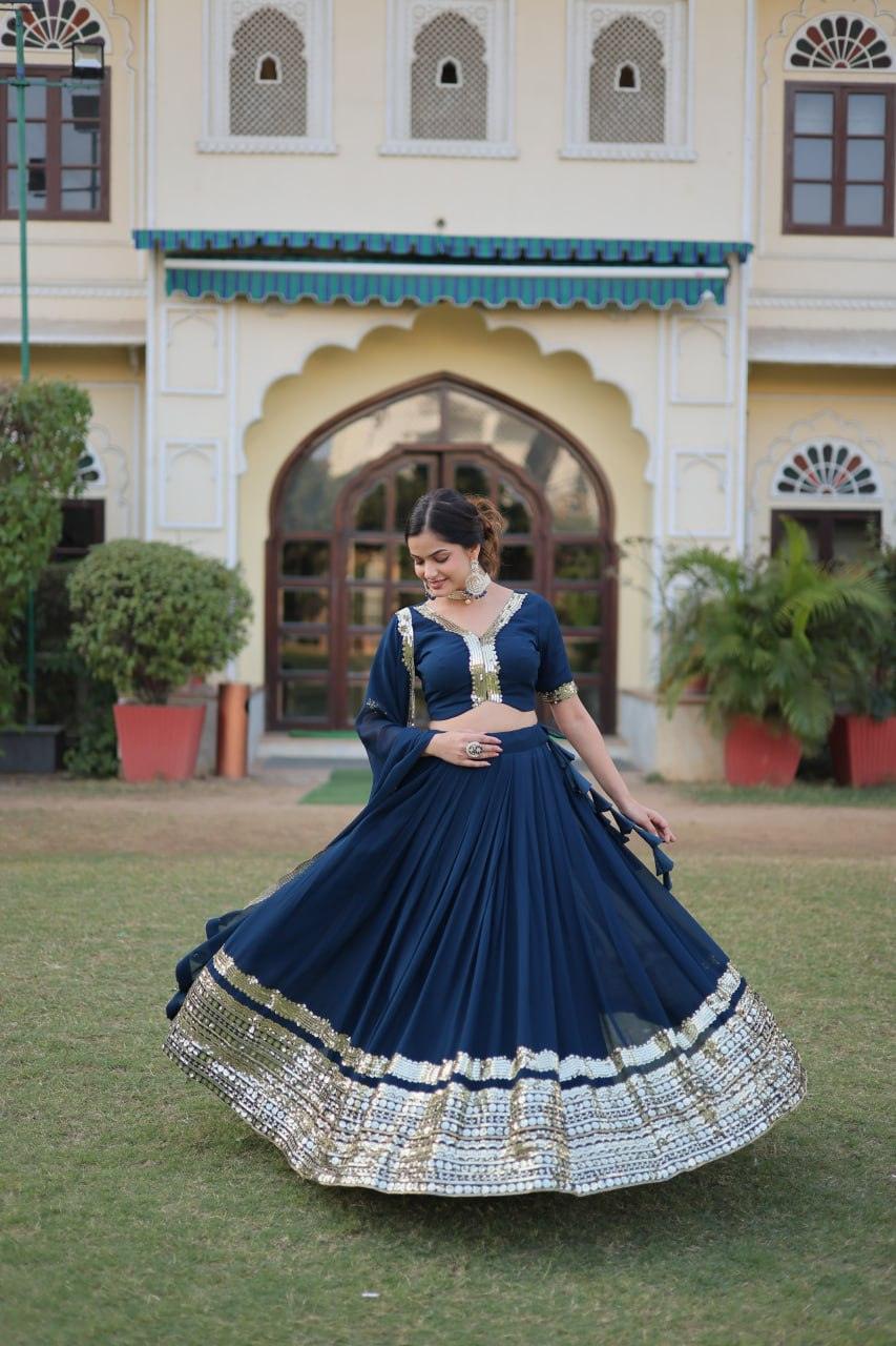 Rama Georgette Embroidered Lehenga Choli with dupatta Sale Ebay