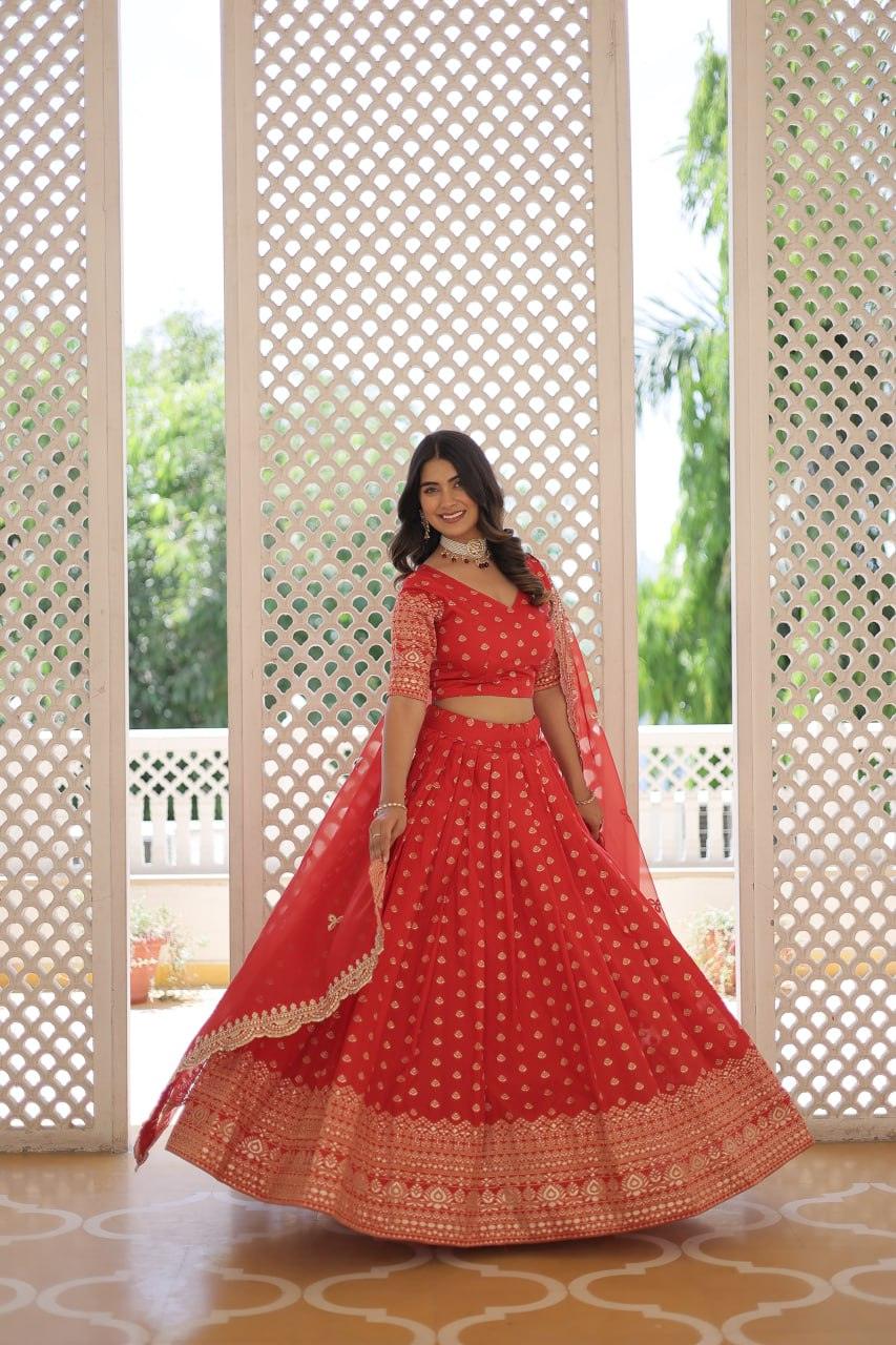 Pure Dyable Viscous Jacquard Double Zari Worked Lehenga Choli Clearance Genuine