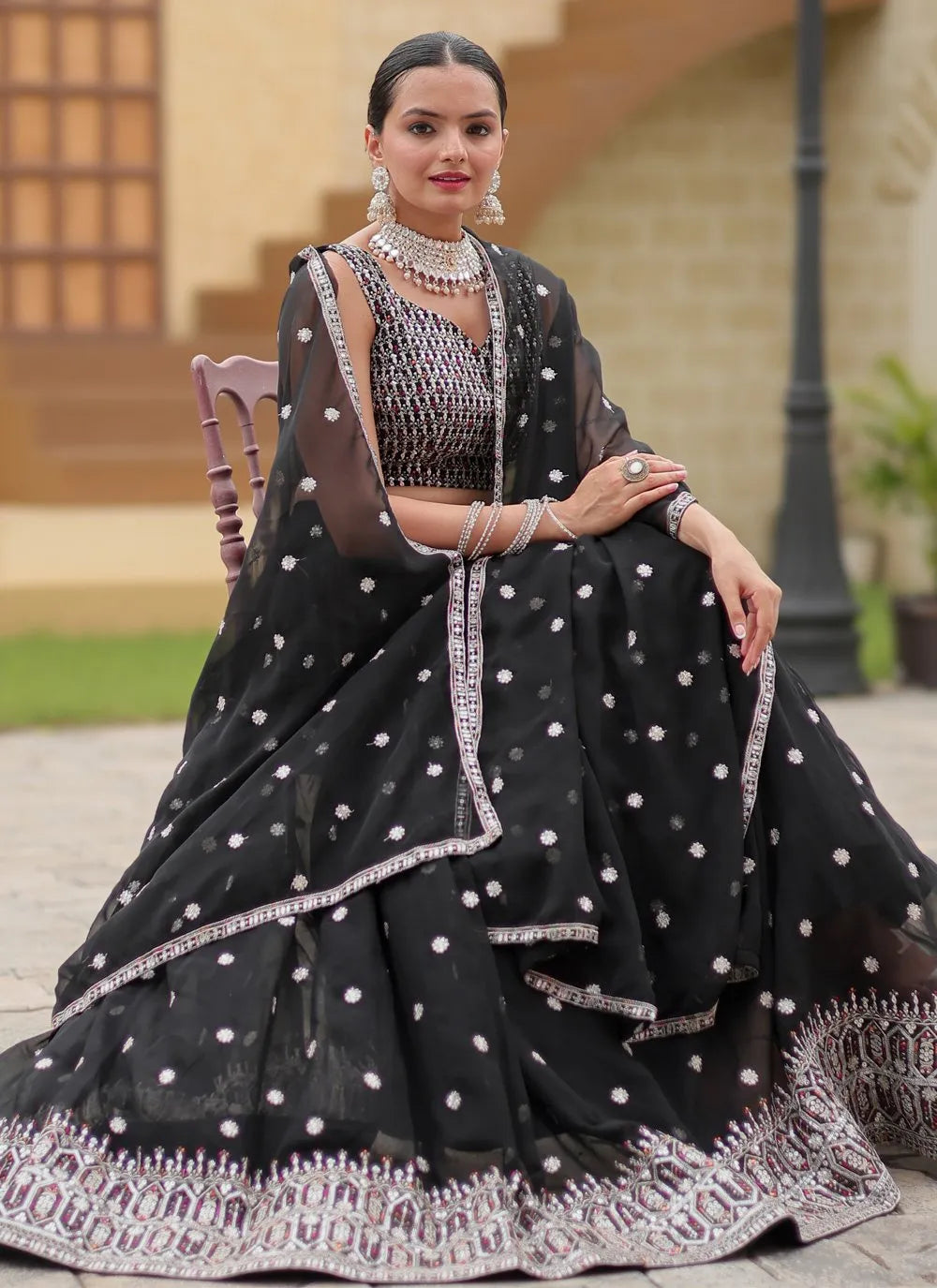 Designer Black Classic  Lehenga Choli Set Online Online Clearance