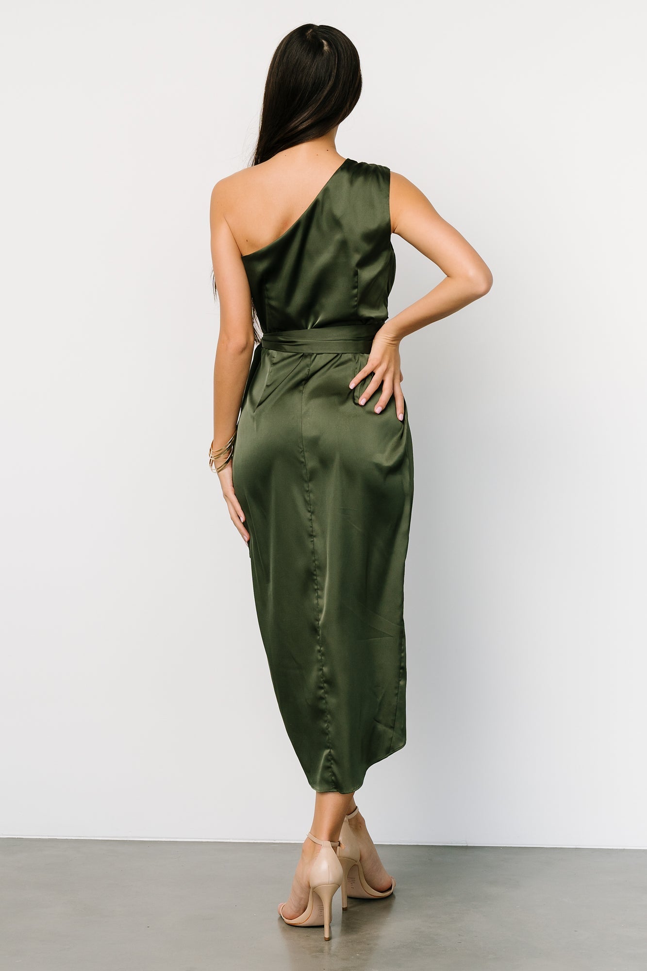 Celia One Shoulder Midi Dress | Olive Cheap Low Shipping Fee