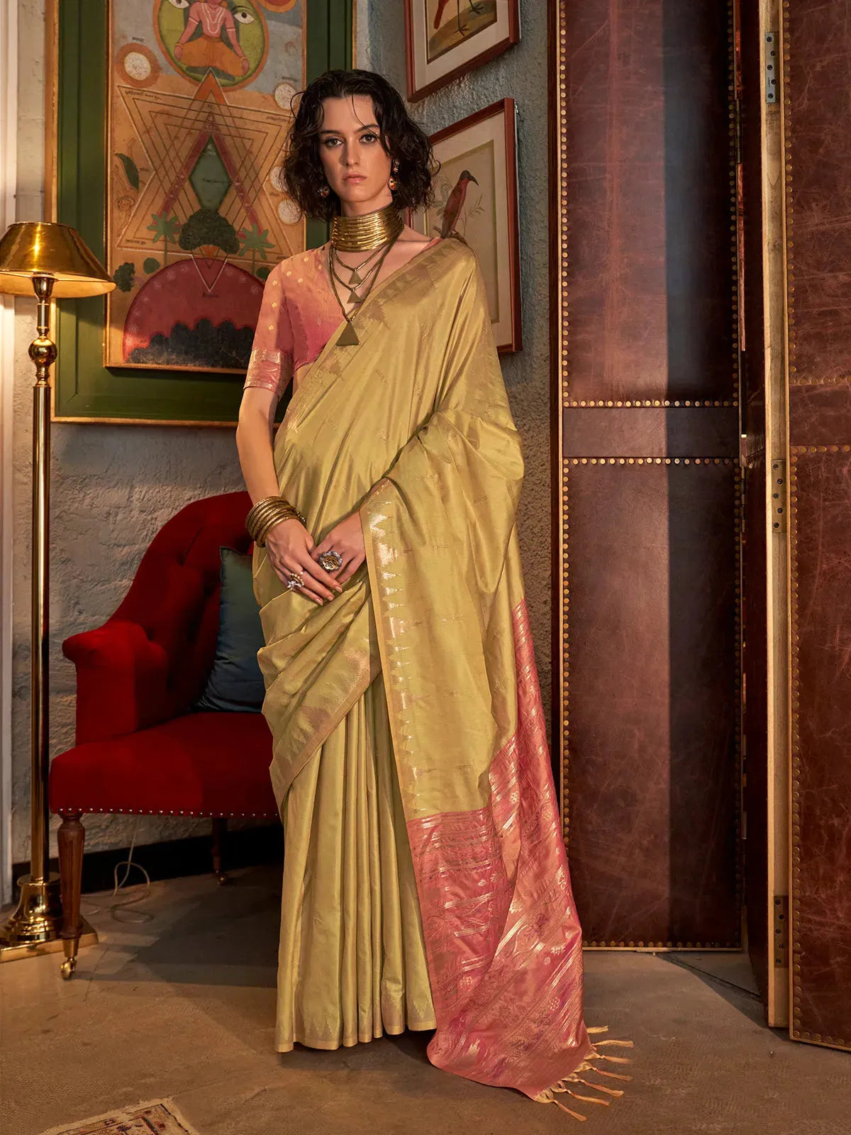 Mesmerizing Mustard Tussar Silk Handloomed Saree Free Shipping Largest Supplier