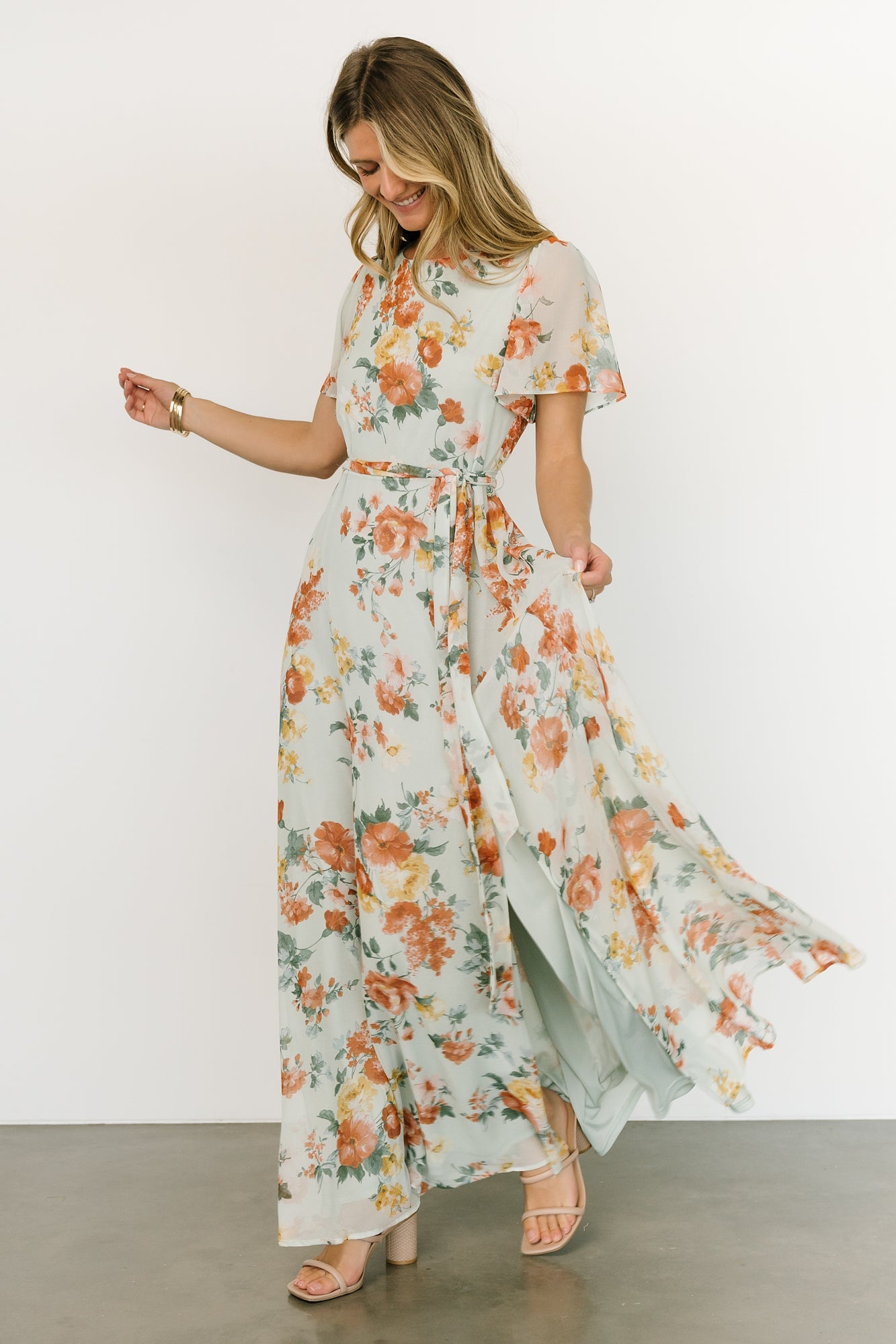 Naomi Short Sleeve Maxi Dress | Sage Floral Free Shipping Footlocker Finishline