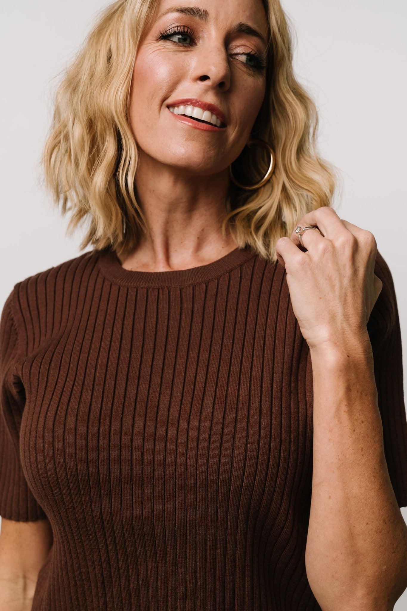 Stormi Ribbed Sweater Top | Brown Discount Exclusive