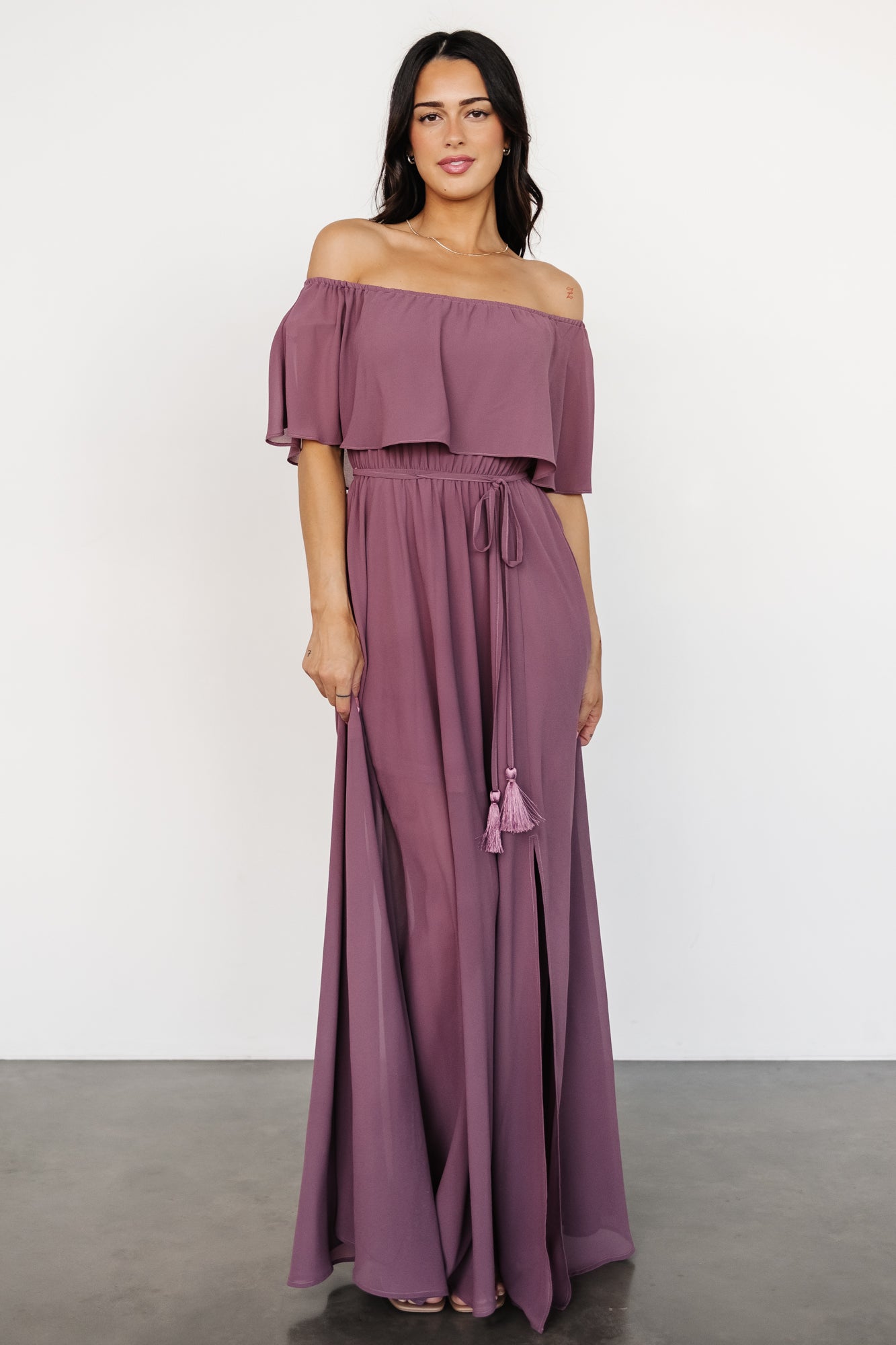 Victoria Off Shoulder Maxi Dress | Vintage Plum Clearance Exclusive