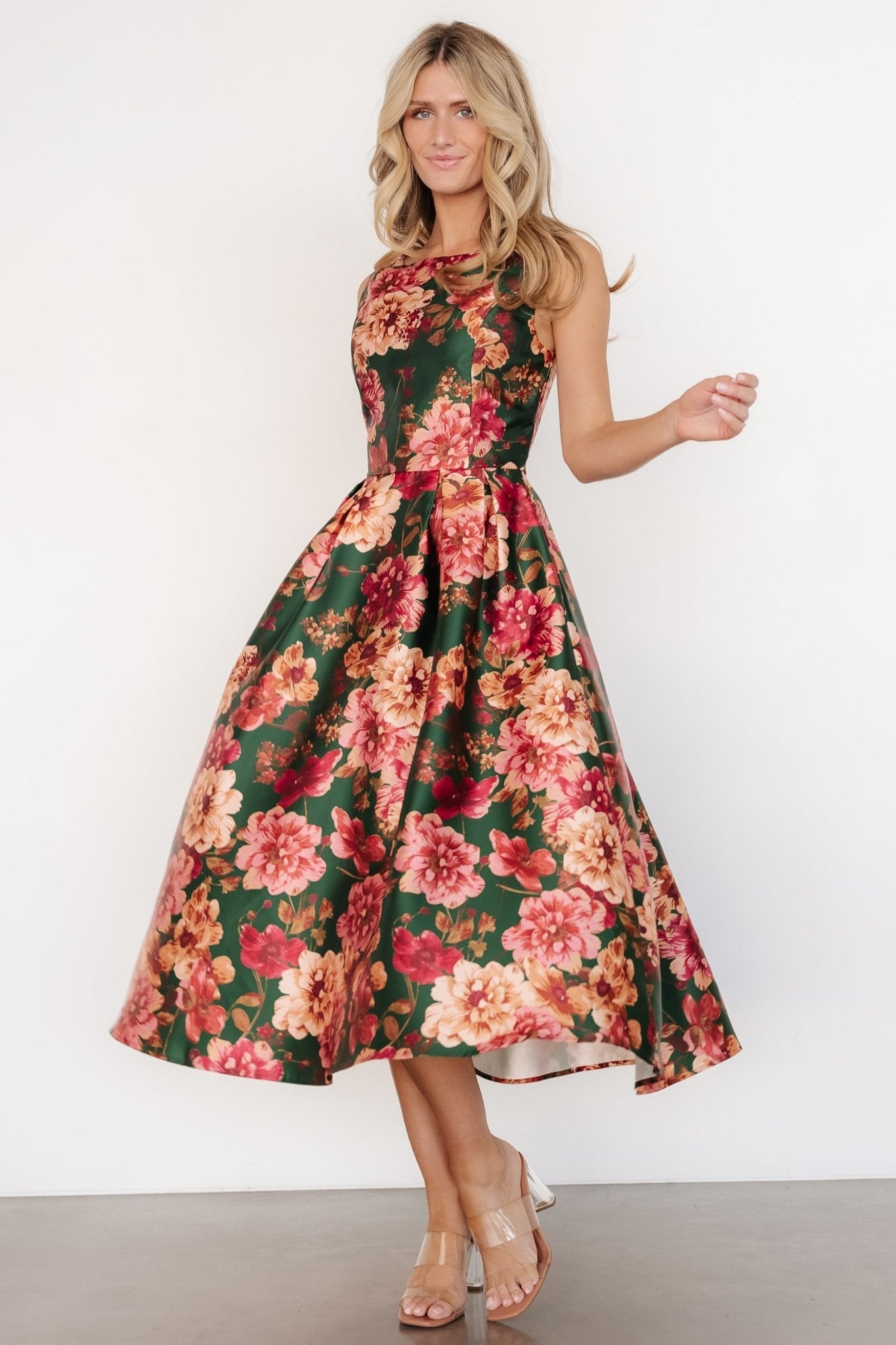 Wendy Sleeveless Dress | Emerald Multi Floral Latest