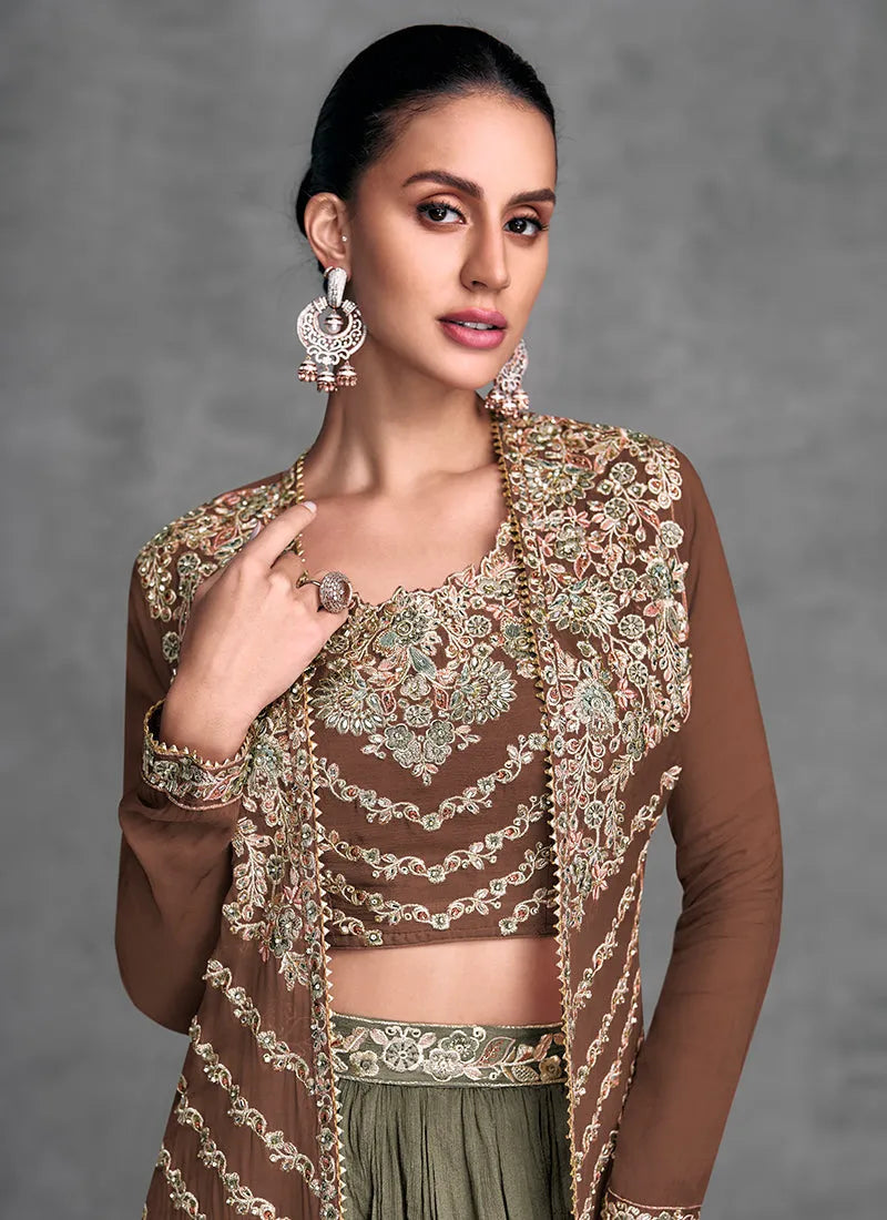 Marvelous And Outstanding Embroidered Jacket Style Lehenga Choli For Cheap Sale Online