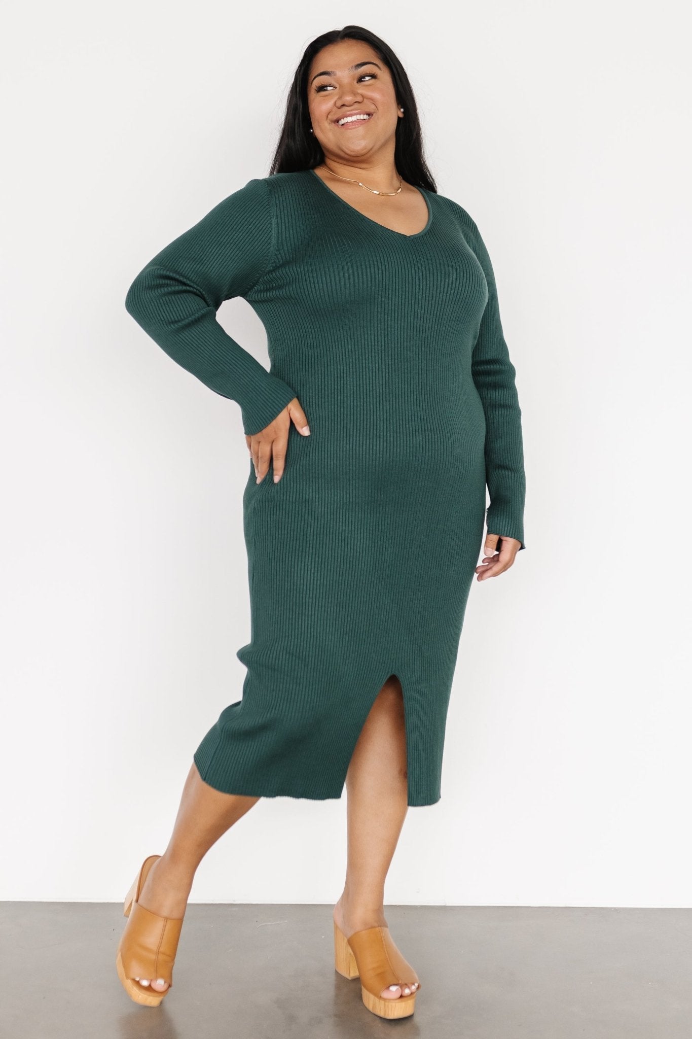 Fairmount Ribbed Midi Dress | Green Outlet Fashion Style