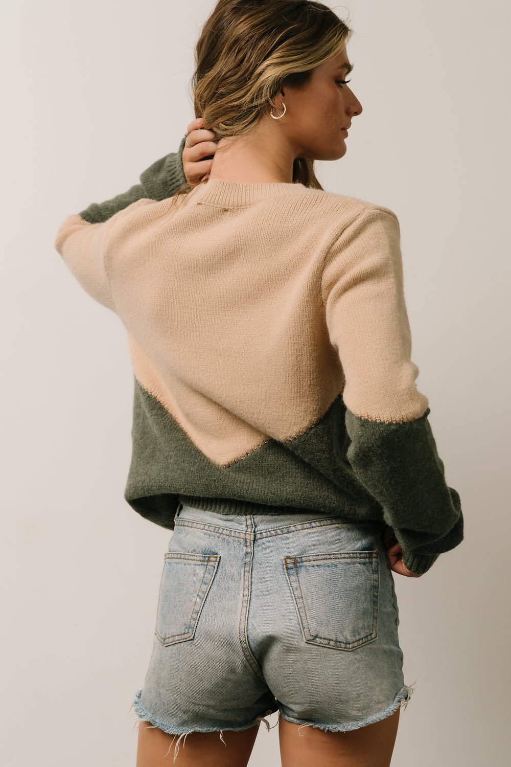 Rowen Color Block Sweater | Natural + Green Best Place