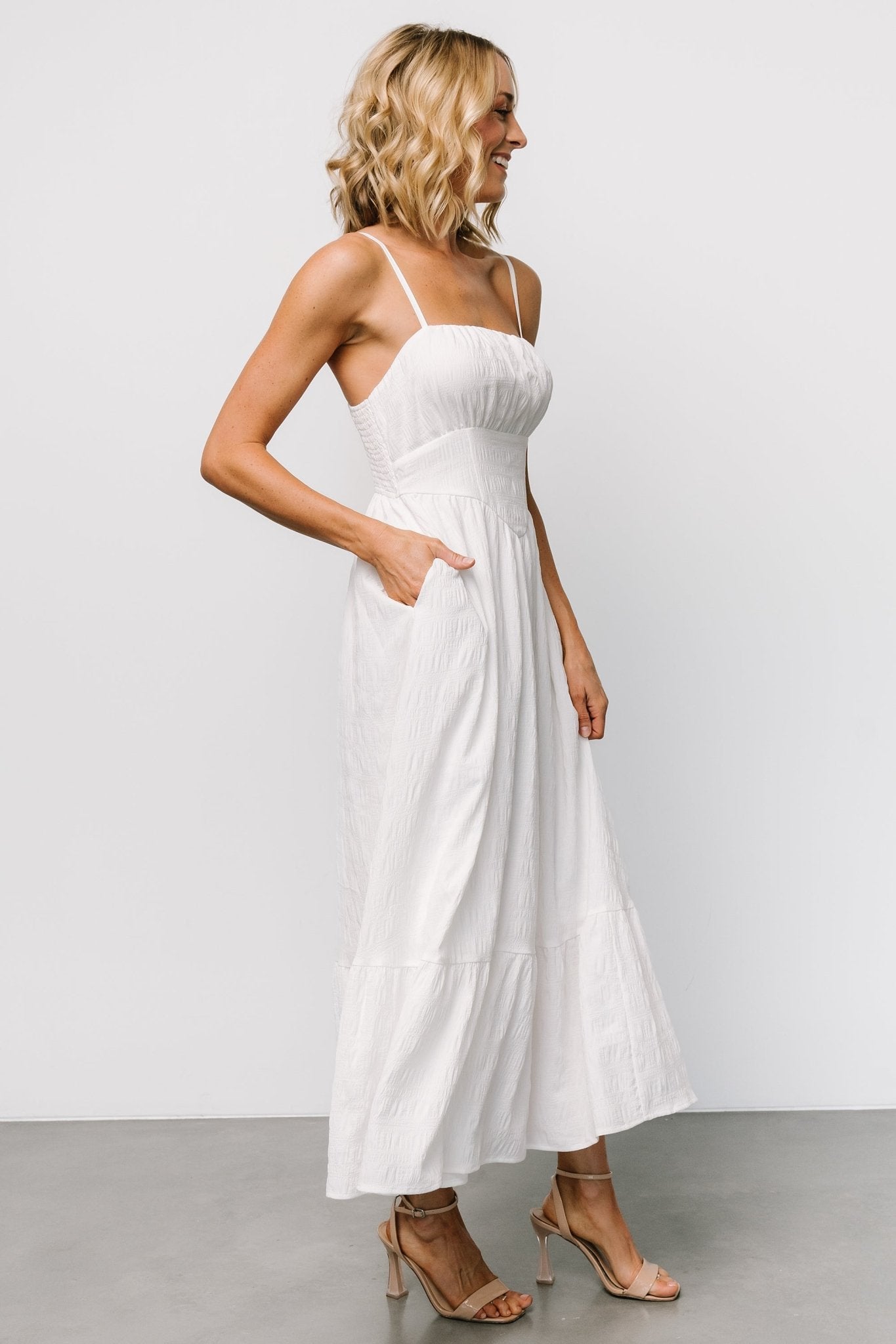 Mikayla Textured Tank Dress | Off White Pices Cheap Pice