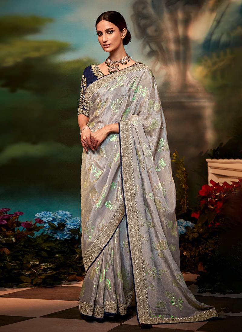 Silk Weave Light Purple Saree With Heavy Work Blouse For Cheap Pice