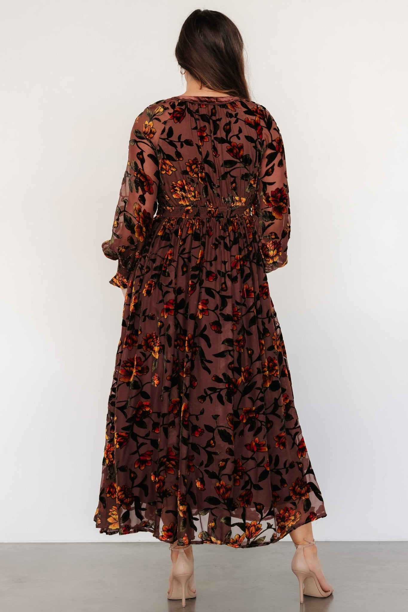 Adele Velvet Dress | Clove + Amber Floral Cheap Sale Footaction