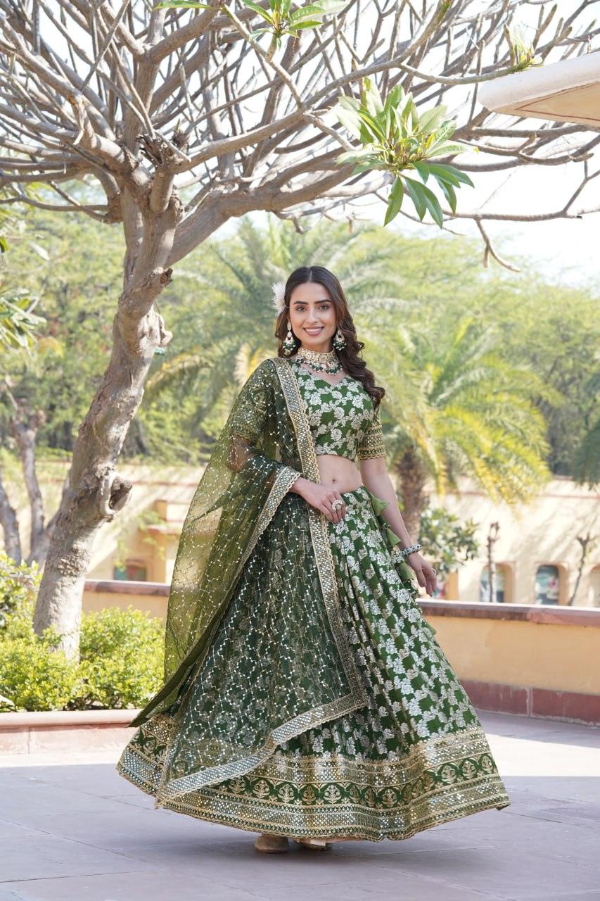 Amazing Viscous Jacquard Heavy Sequins Embroidered Lehenga Choli Set Online Online Free Shipping