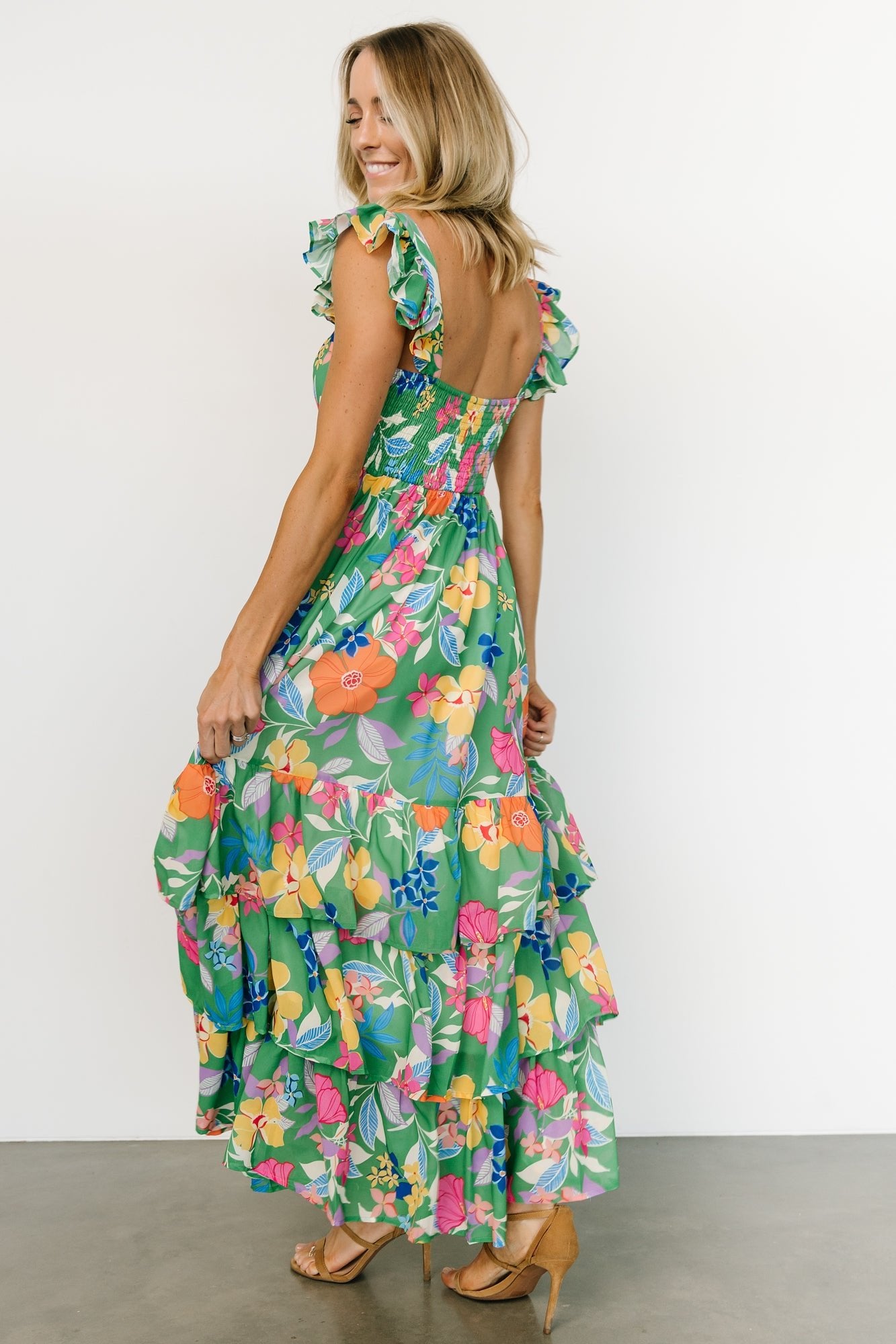 Monte Tiered Maxi Dress | Green Multi Clearance Factory Outlet