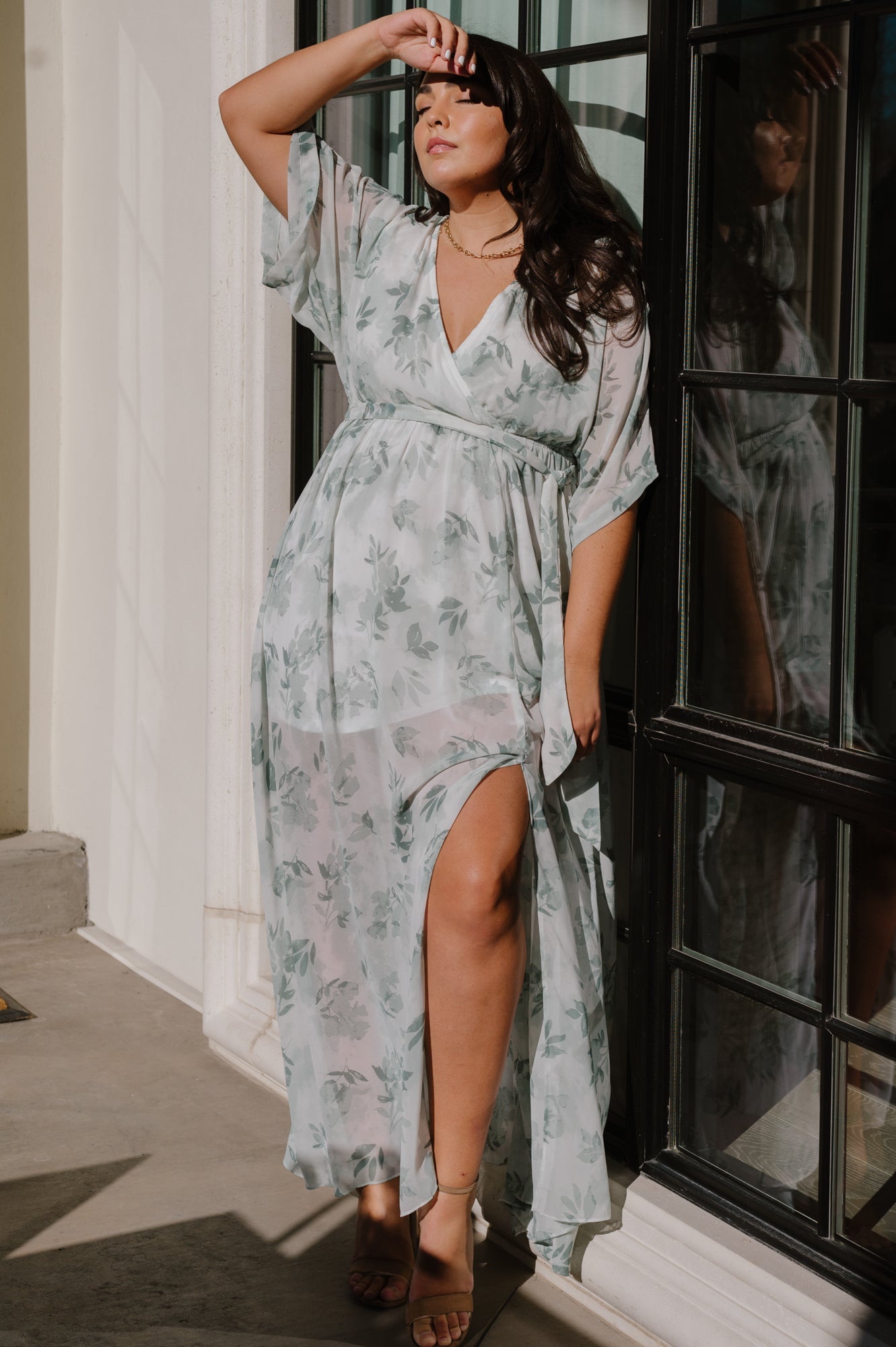 Kia Kimono Maxi Dress | Sage Floral Buy Cheap Fashion Style