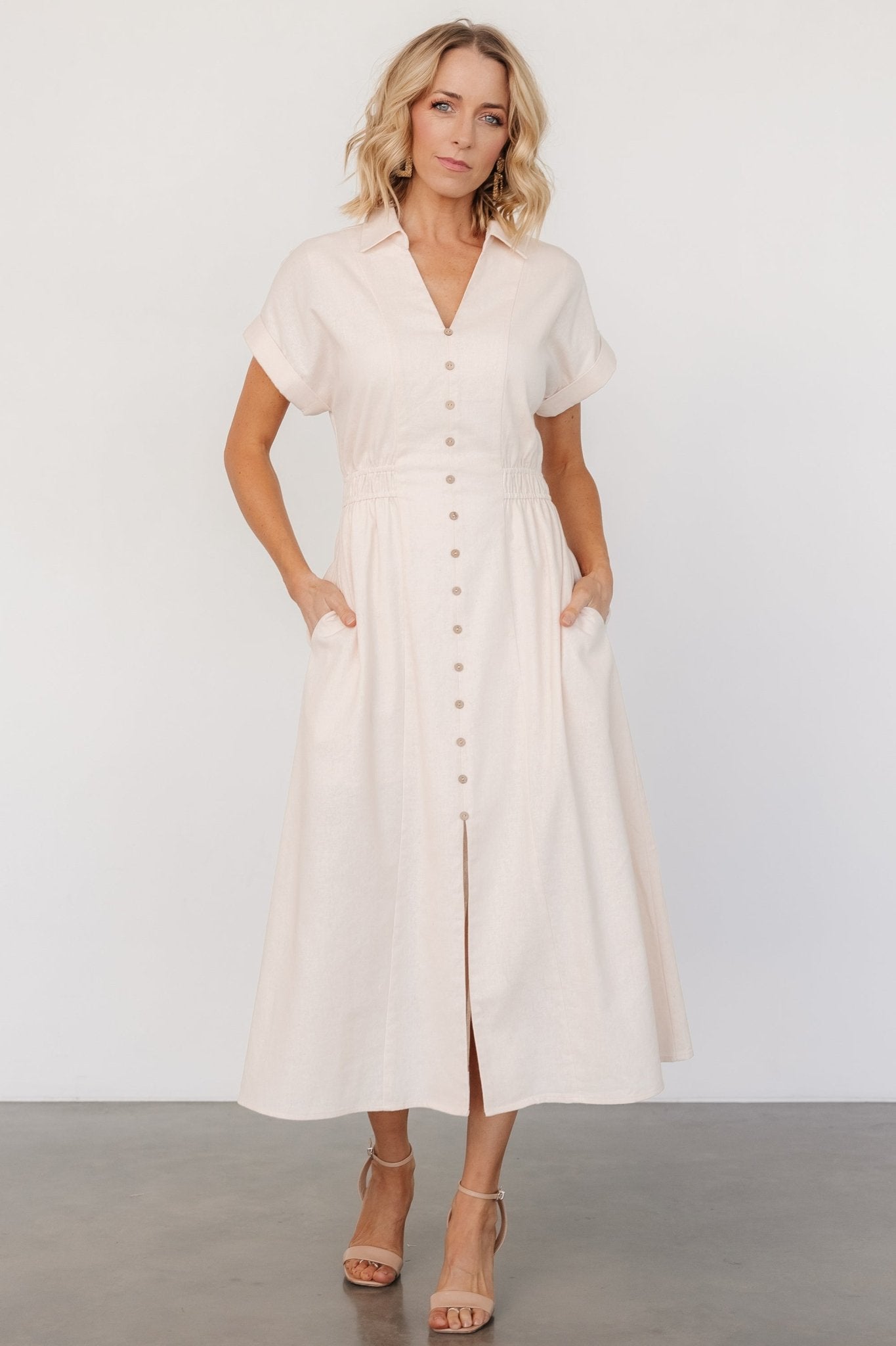 Larah Button Dress | Natural Cheap Best Seller