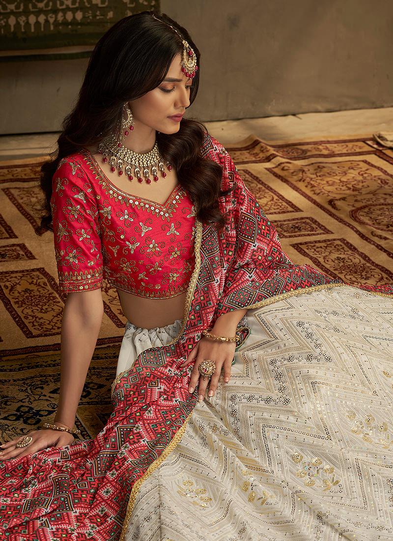 Red And White Indian Wedding Lehenga Popular Sale Online