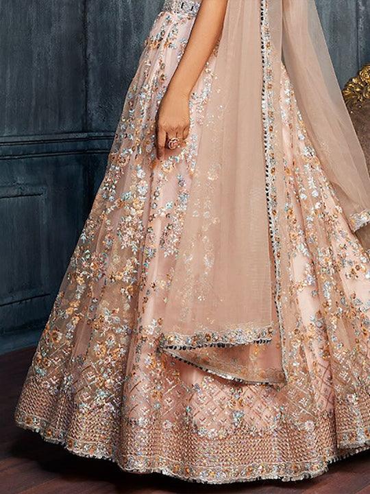 Beige Net Thread Work Kalidar lehenga choli Cheap Sale Best Pices