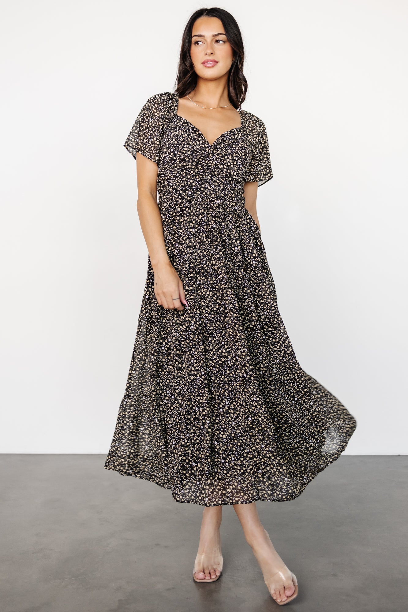 Emiliana Dress | Black + Gold Floral Footlocker Cheap Online