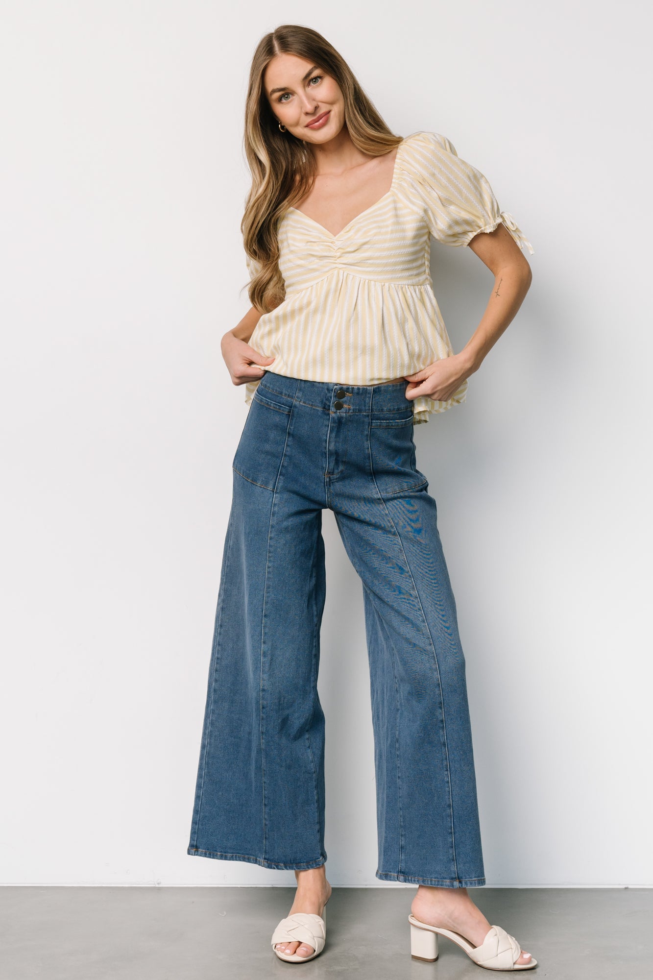 Emmi Mid Rise Wide Leg Jeans | Dark Wash Free Shipping For Nice