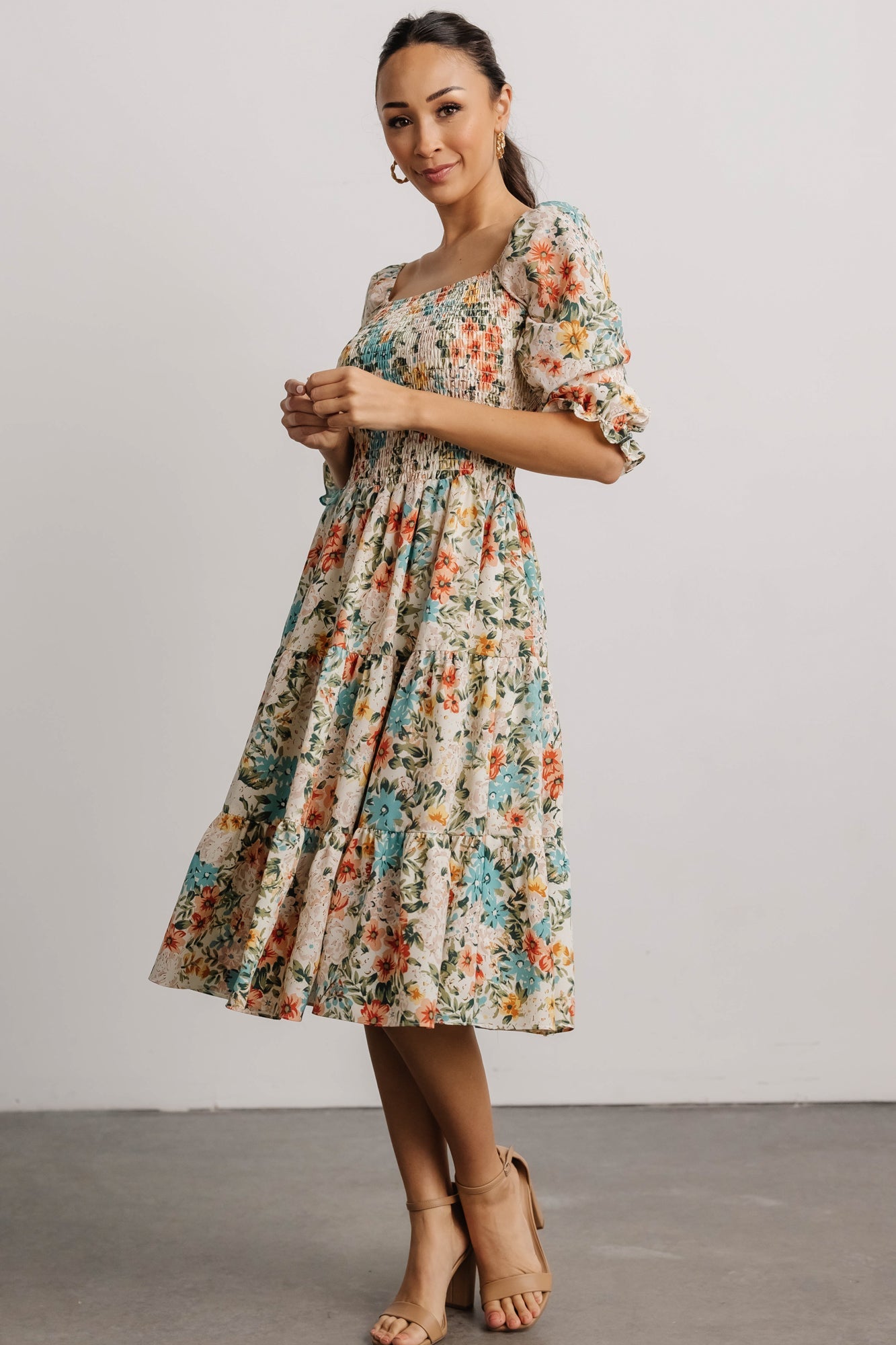 Marta Smocked Midi Dress | Summer Floral 100% Authentic