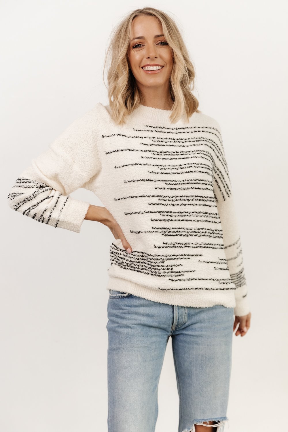 Jubes Geo Sweater | Black + Cream Free Shipping Buy