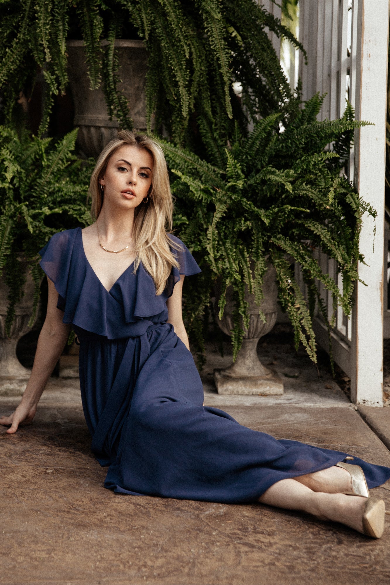 Katya Ruffle Maxi Dress | Navy Clearance Limited Edition