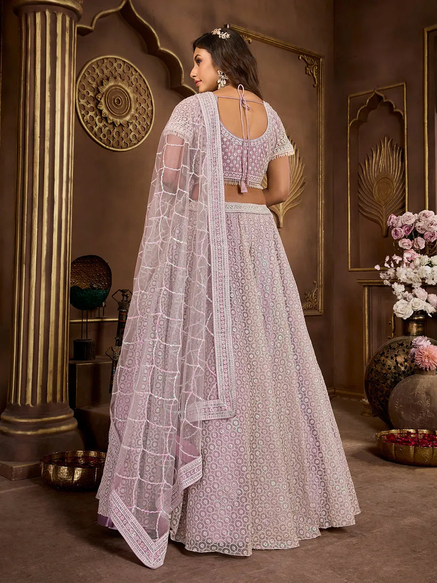 Luxurious Lavender Embroidered Bridal Lehenga Choli Nicekicks Cheap Online