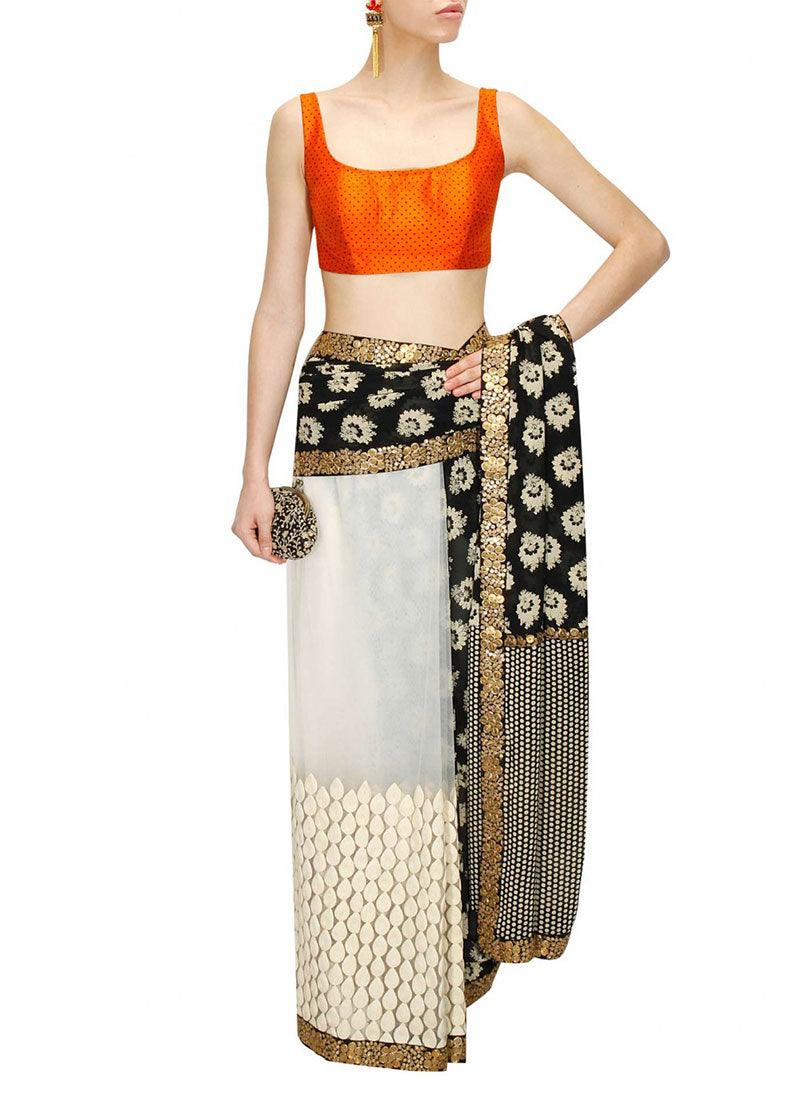 Black And White Color Georgette Base Printed Saree Clearance Reliable