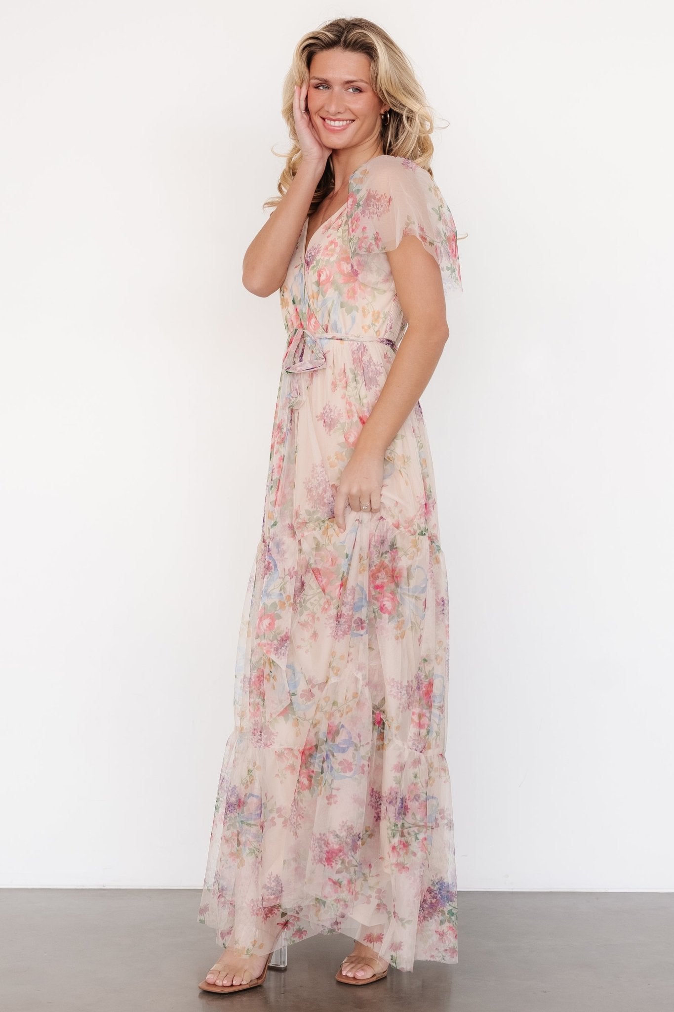 Nicola Tulle Maxi Dress | Romantic Floral Free Shipping For Sale