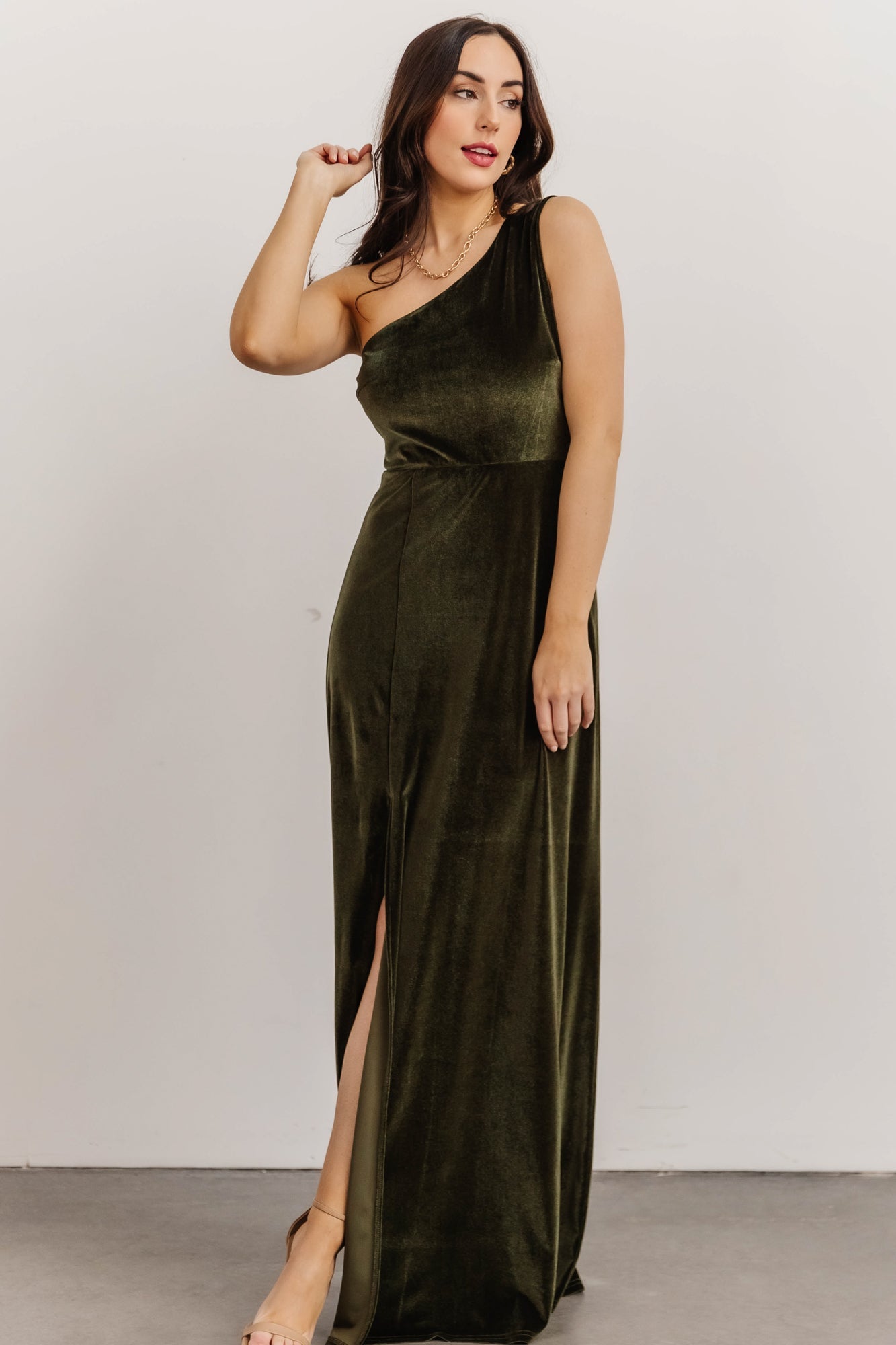 Tatiana Velvet One Shoulder Maxi Dress | Olive Discount Authentic Online