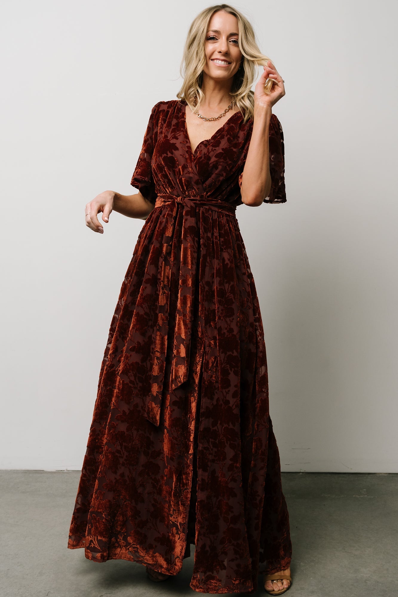 Uma Velvet Maxi Dress | Copper Floral Shop Offer Cheap Online