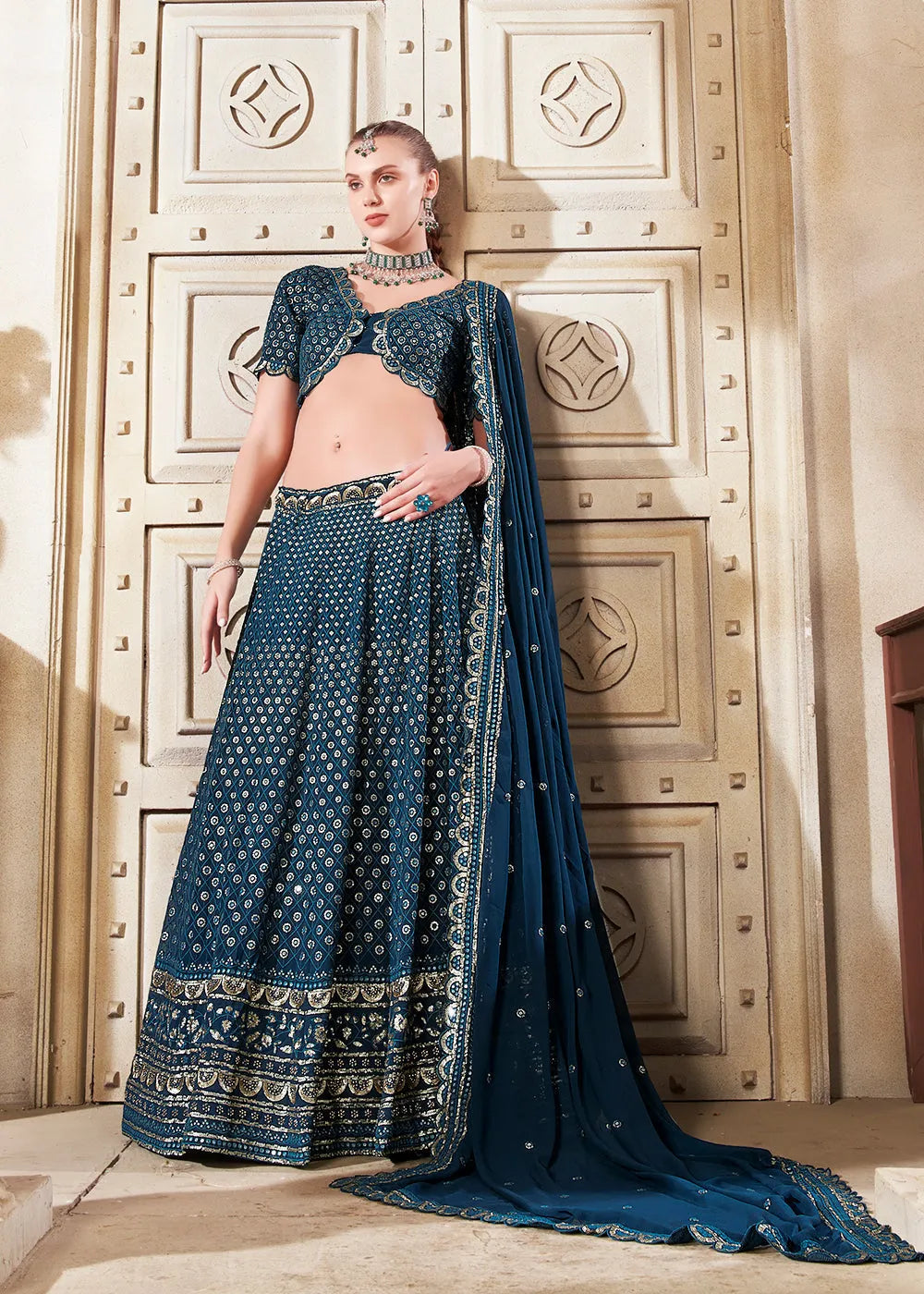 Exquisite and Luxurious Navy Blue Wedding Style Lehenga Choli Deals Cheap Online