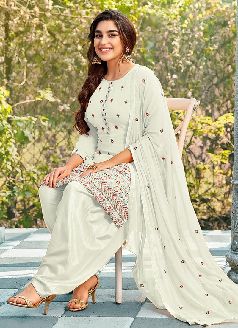 Off-White Color Dhoti Style Punjabi Salwar Suit Best Wholesale Online