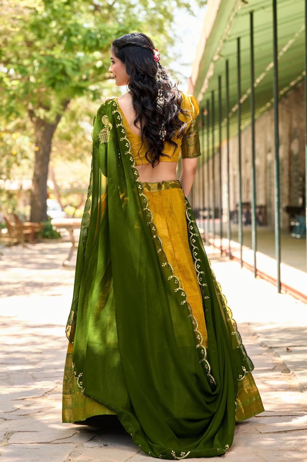 Enchanting Kanjivaram Silk Zari Weaving Worked Lehenga Choli Ebay Online