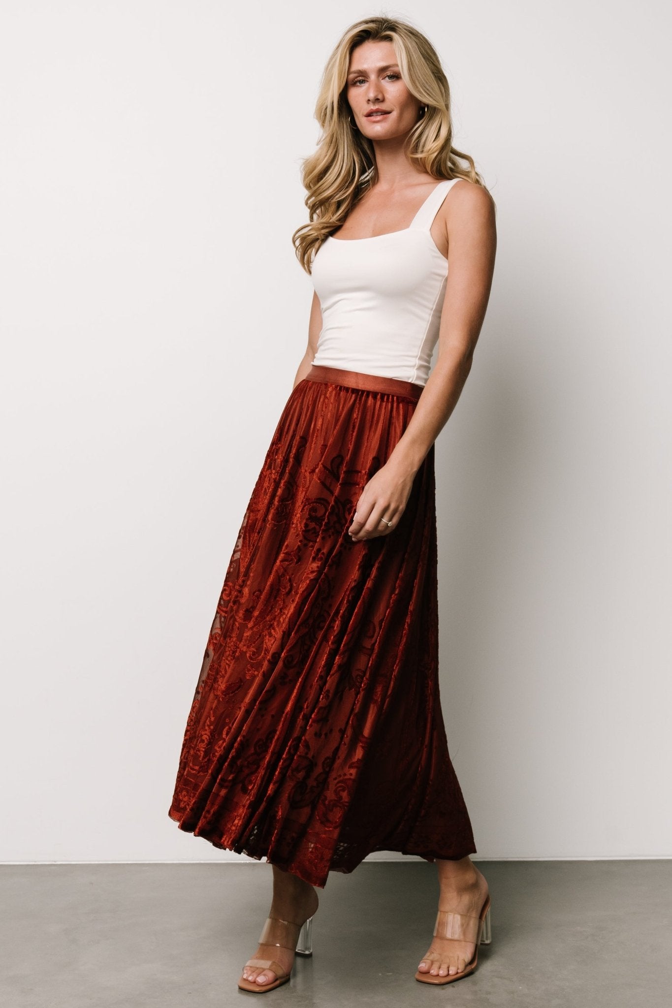 Palini Velvet Skirt | Rust Manchester Sale Online