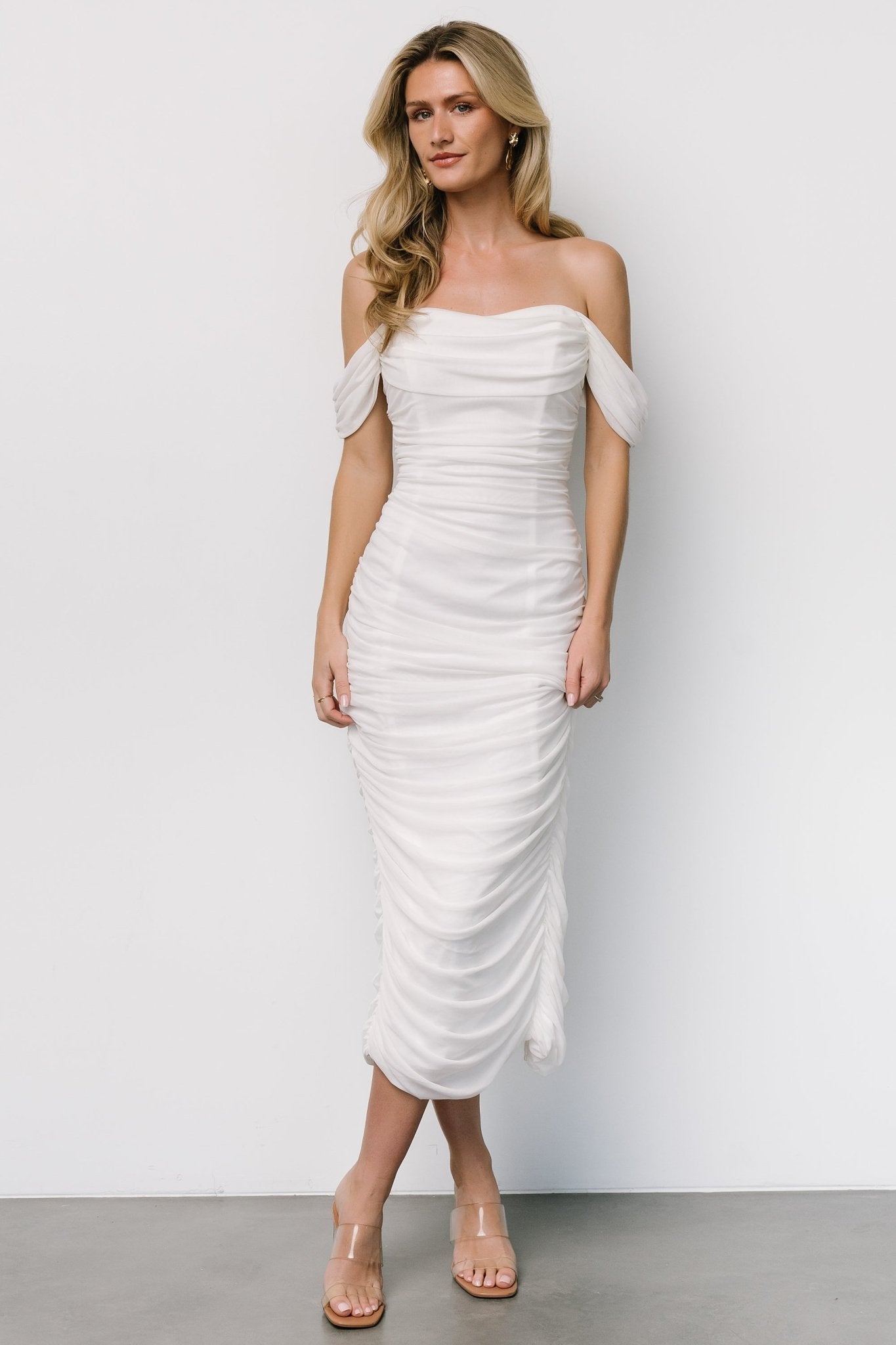 Alessandra Mesh Midi Dress | Off White 100% Original Cheap Pice