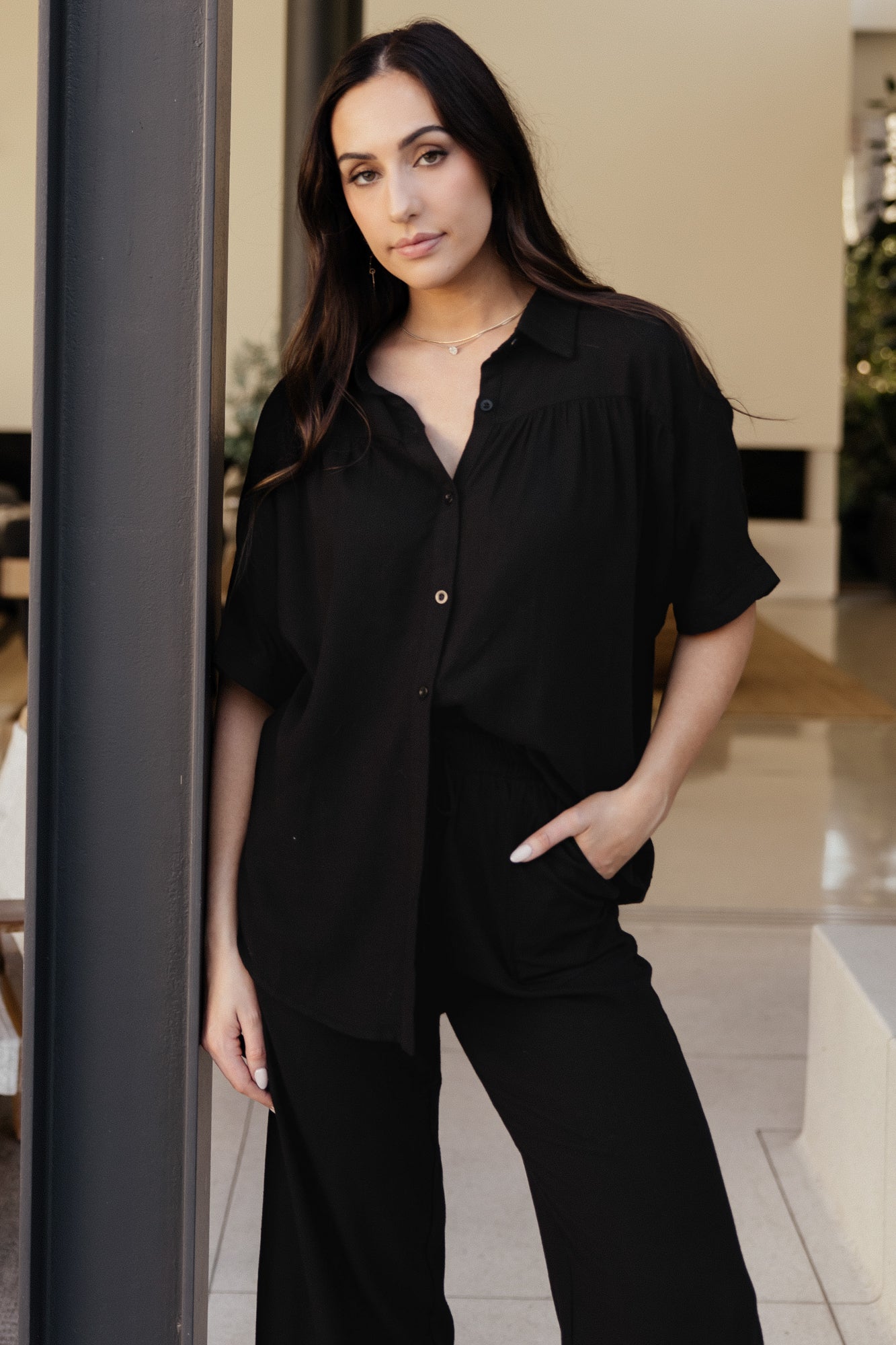 Romy Button Top | Black Discount Low Shipping Fee